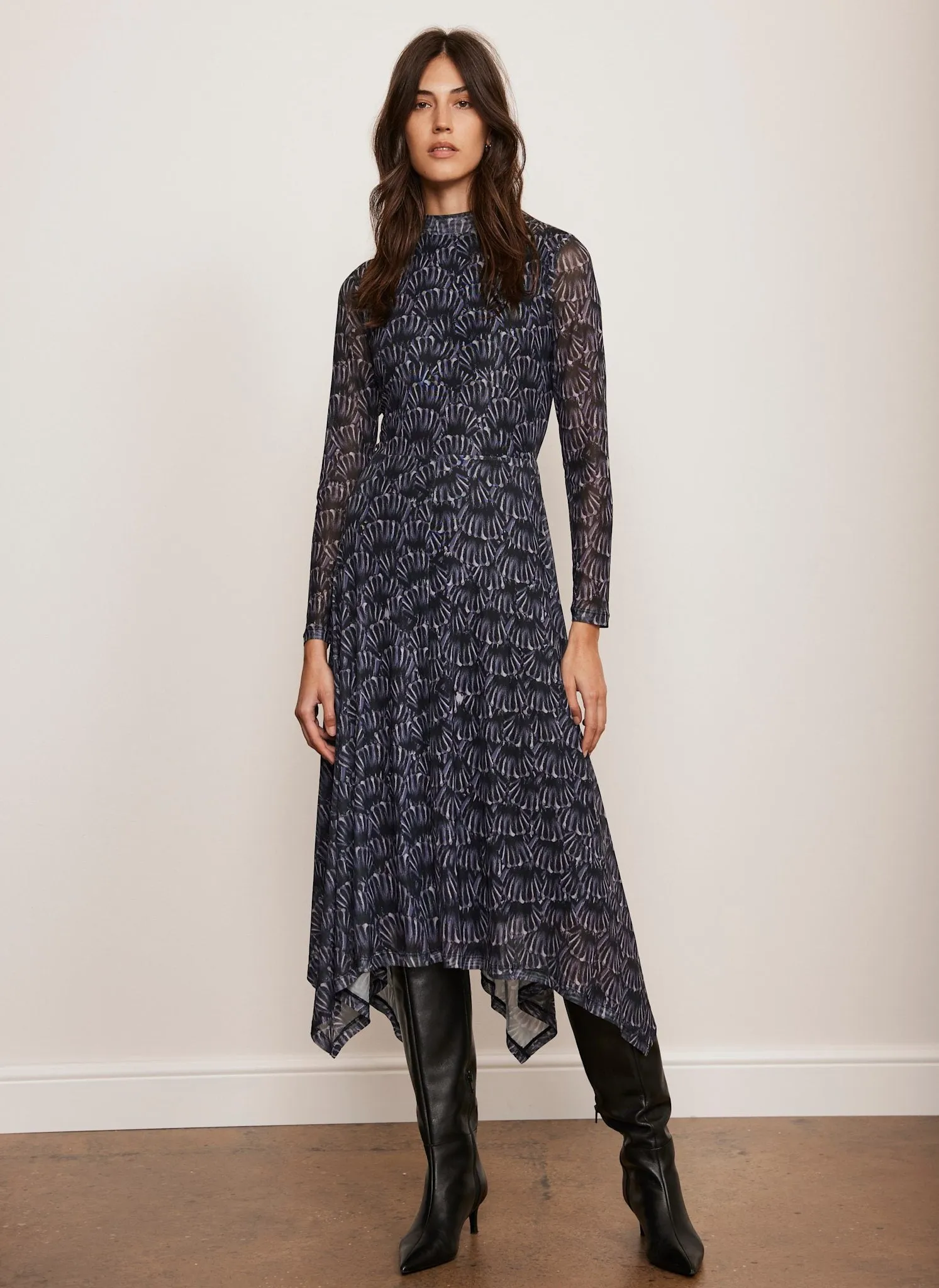 Black Printed Mesh Midi Dress sold by Mint Velvet product image thumbnail 5