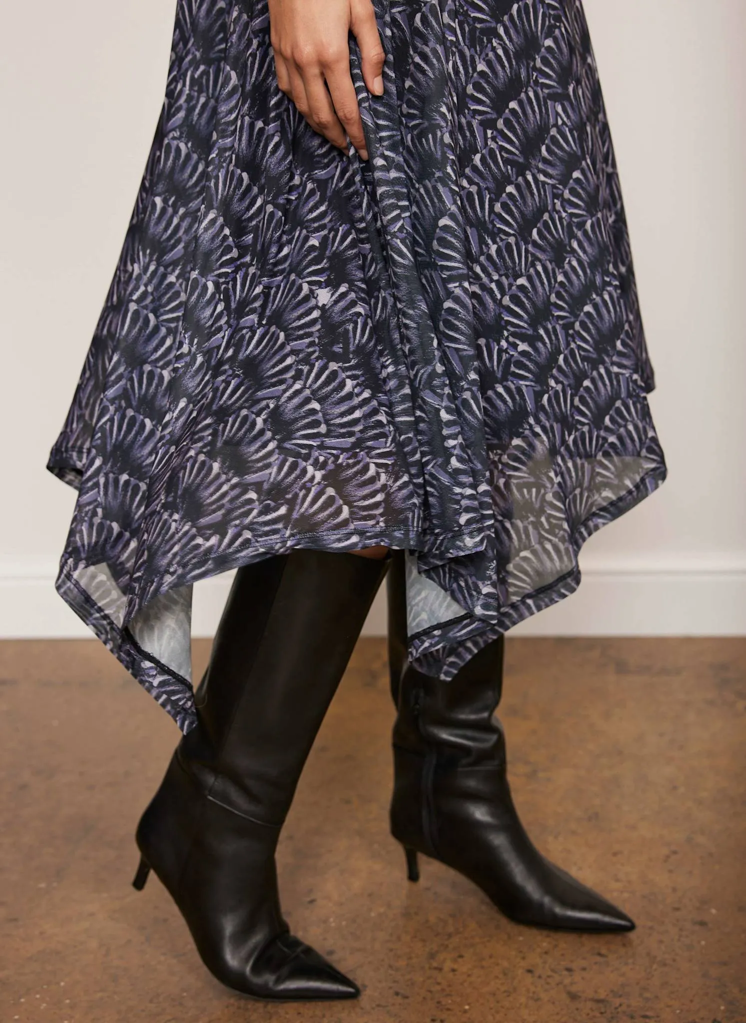 Black Printed Mesh Midi Dress sold by Mint Velvet product image thumbnail 2