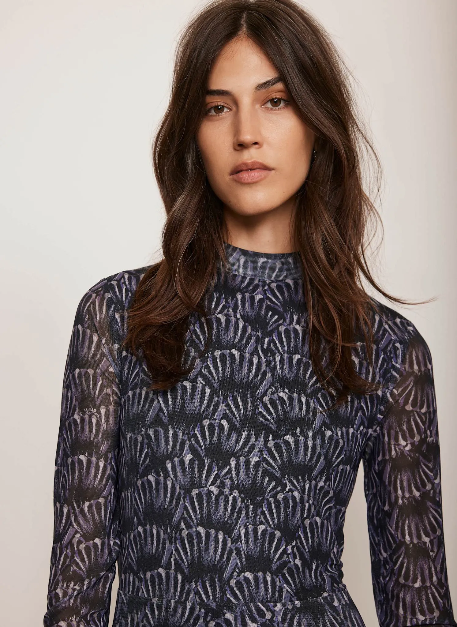 Black Printed Mesh Midi Dress sold by Mint Velvet product image thumbnail 4