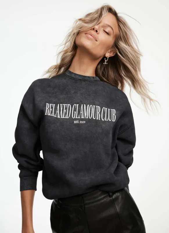 Grey Relaxed Glamour Slogan Sweatshirt sold by Mint Velvet