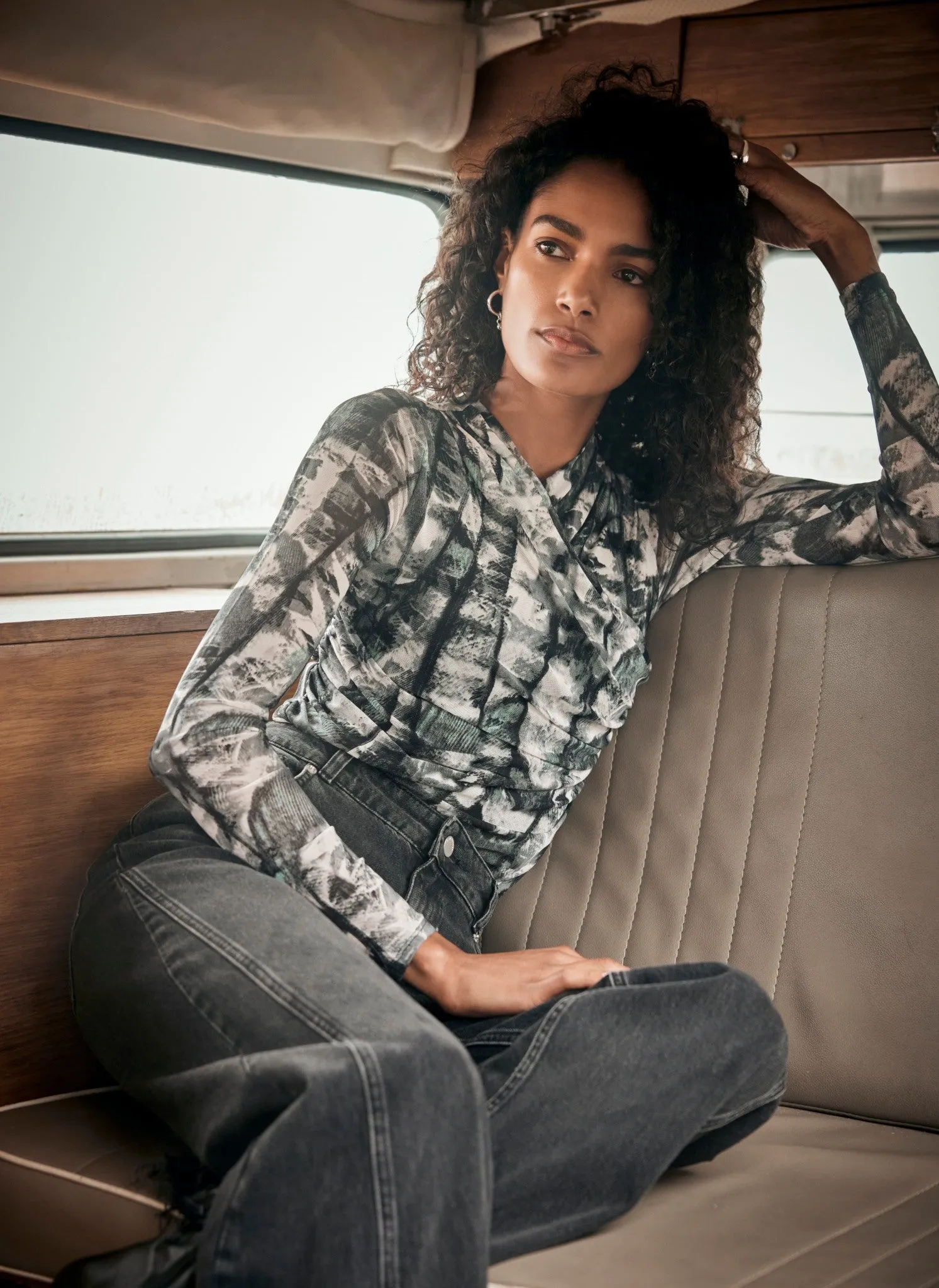 Black Abstract Mesh Print Top sold by Mint Velvet product image thumbnail 5