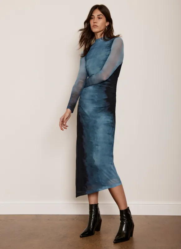 Blue Ombre Print Mesh Midi Dress sold by Mint Velvet