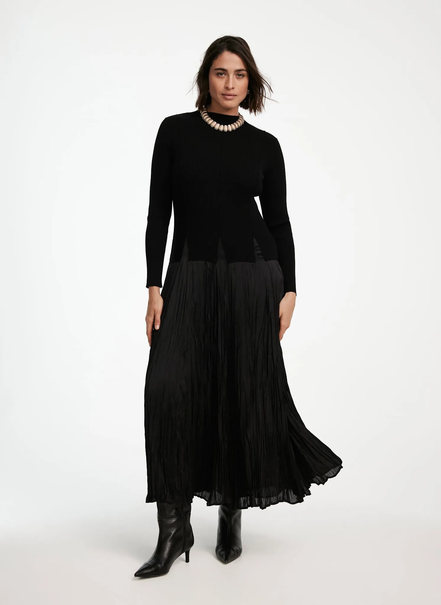 Black Knit Mix Maxi Dress sold by Mint Velvet product image thumbnail 4