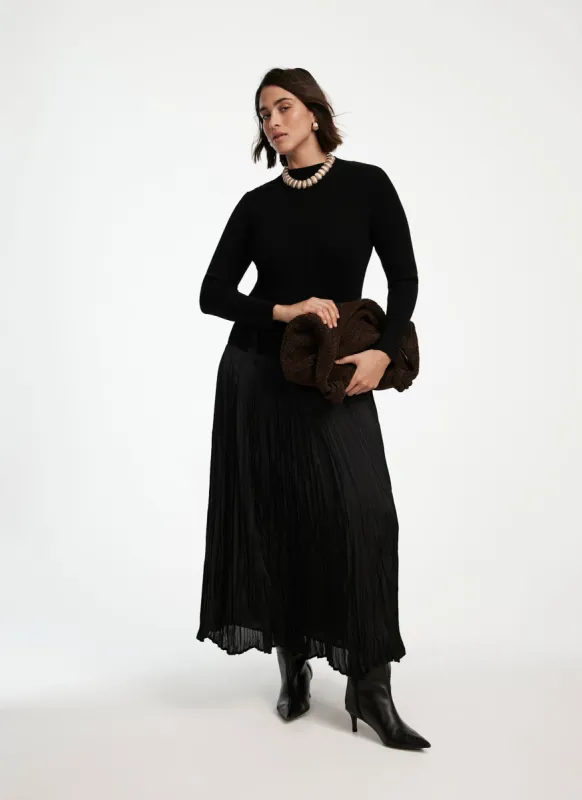 Black Knit Mix Maxi Dress sold by Mint Velvet
