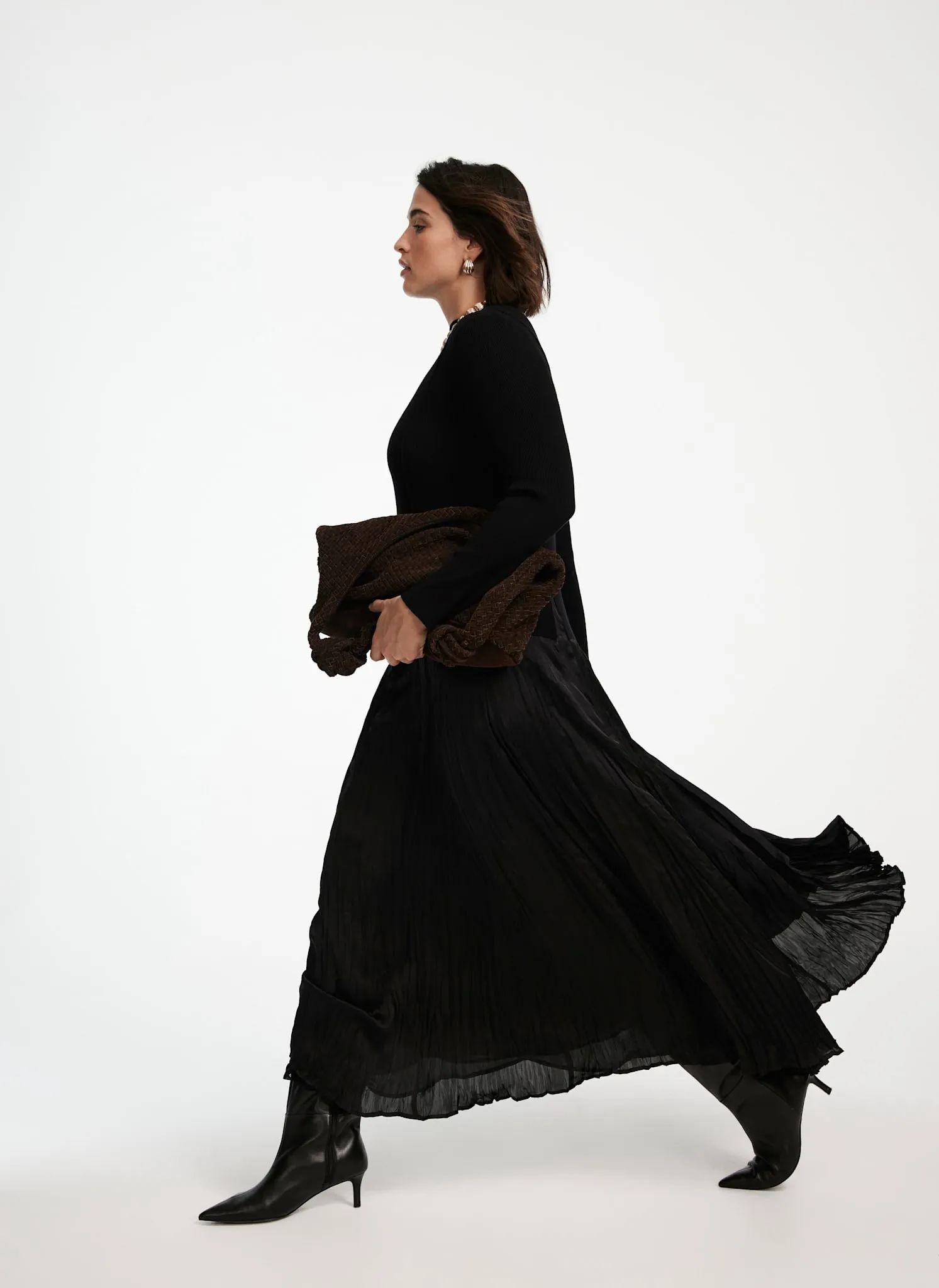 Black Knit Mix Maxi Dress sold by Mint Velvet product image thumbnail 2