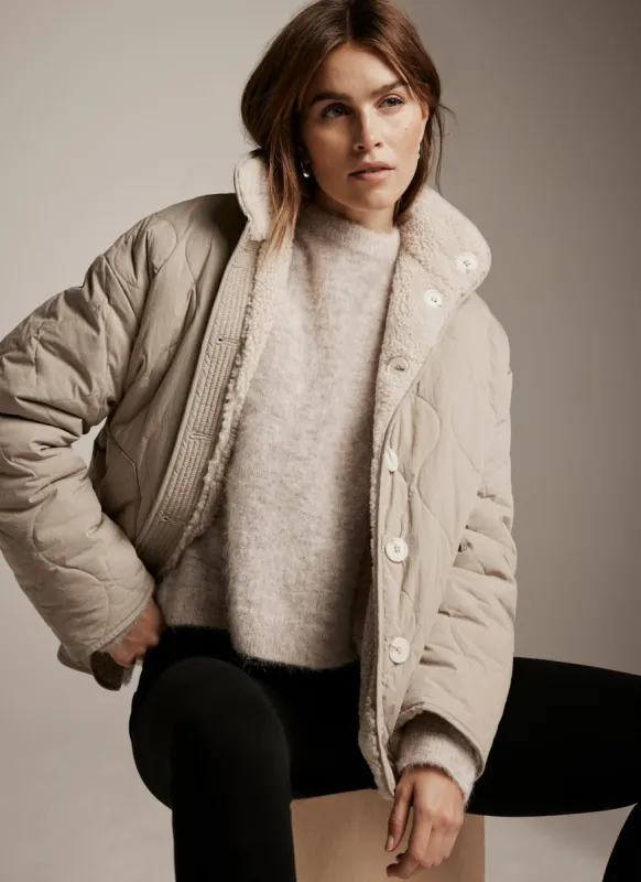 Cream Borg Reversible Jacket sold by Mint Velvet