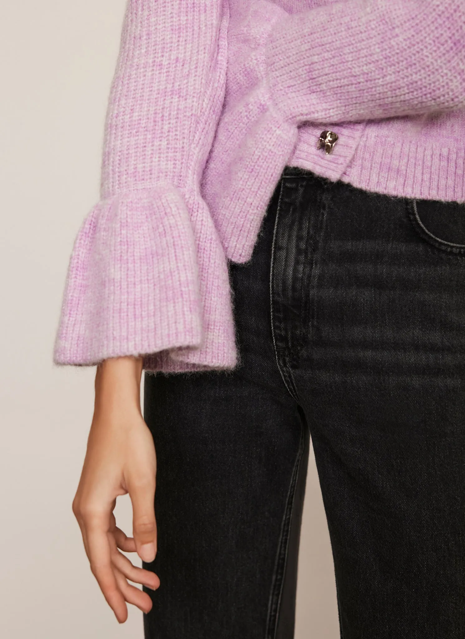 Lilac Fluted Sleeve Cardigan sold by Mint Velvet product image thumbnail 4