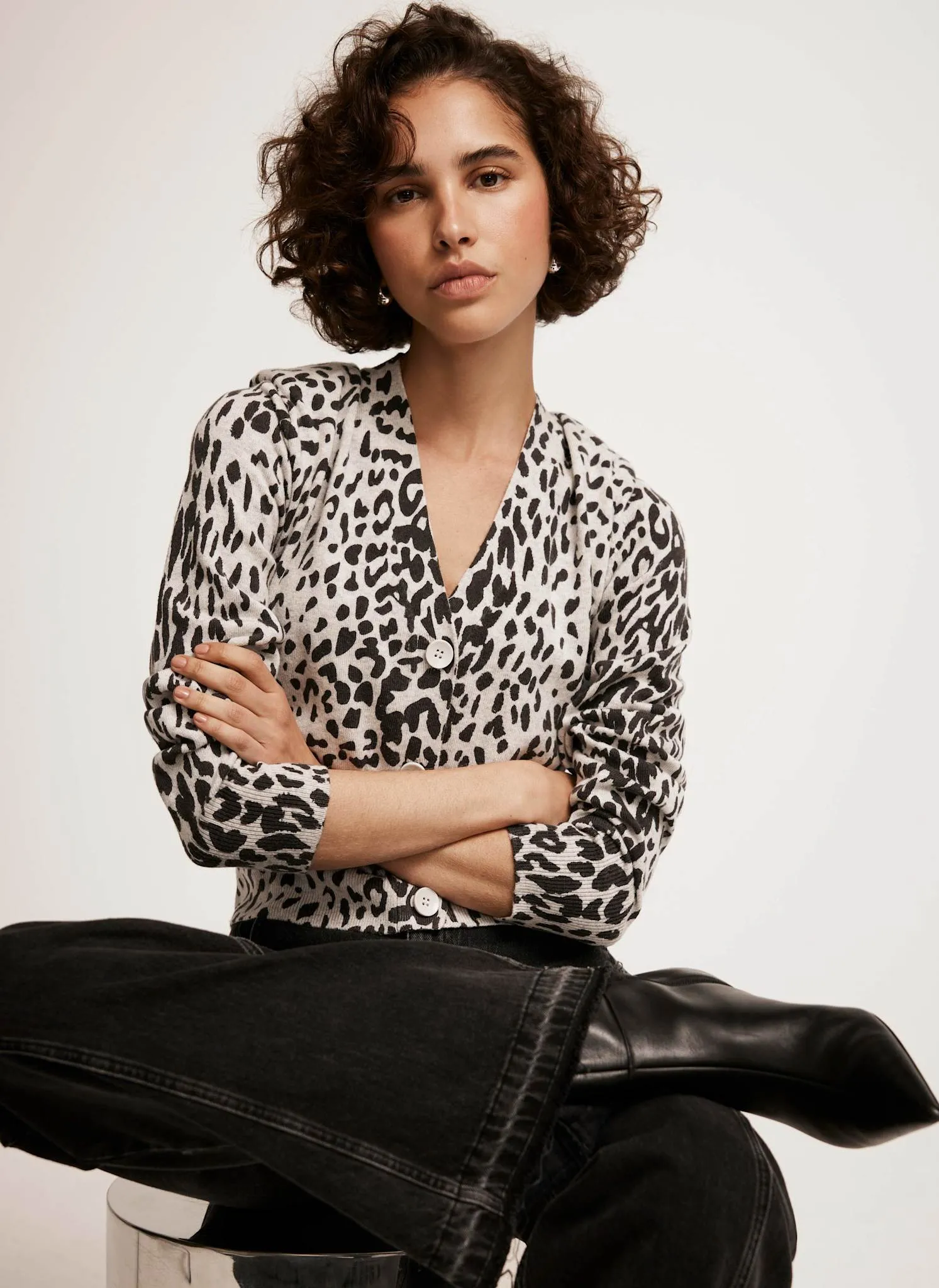 Grey Leopard Print Cardigan sold by Mint Velvet product image thumbnail 3