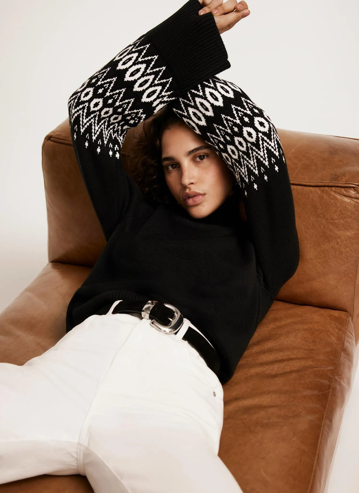 Black Fairisle Cuff Jumper sold by Mint Velvet product image thumbnail 2