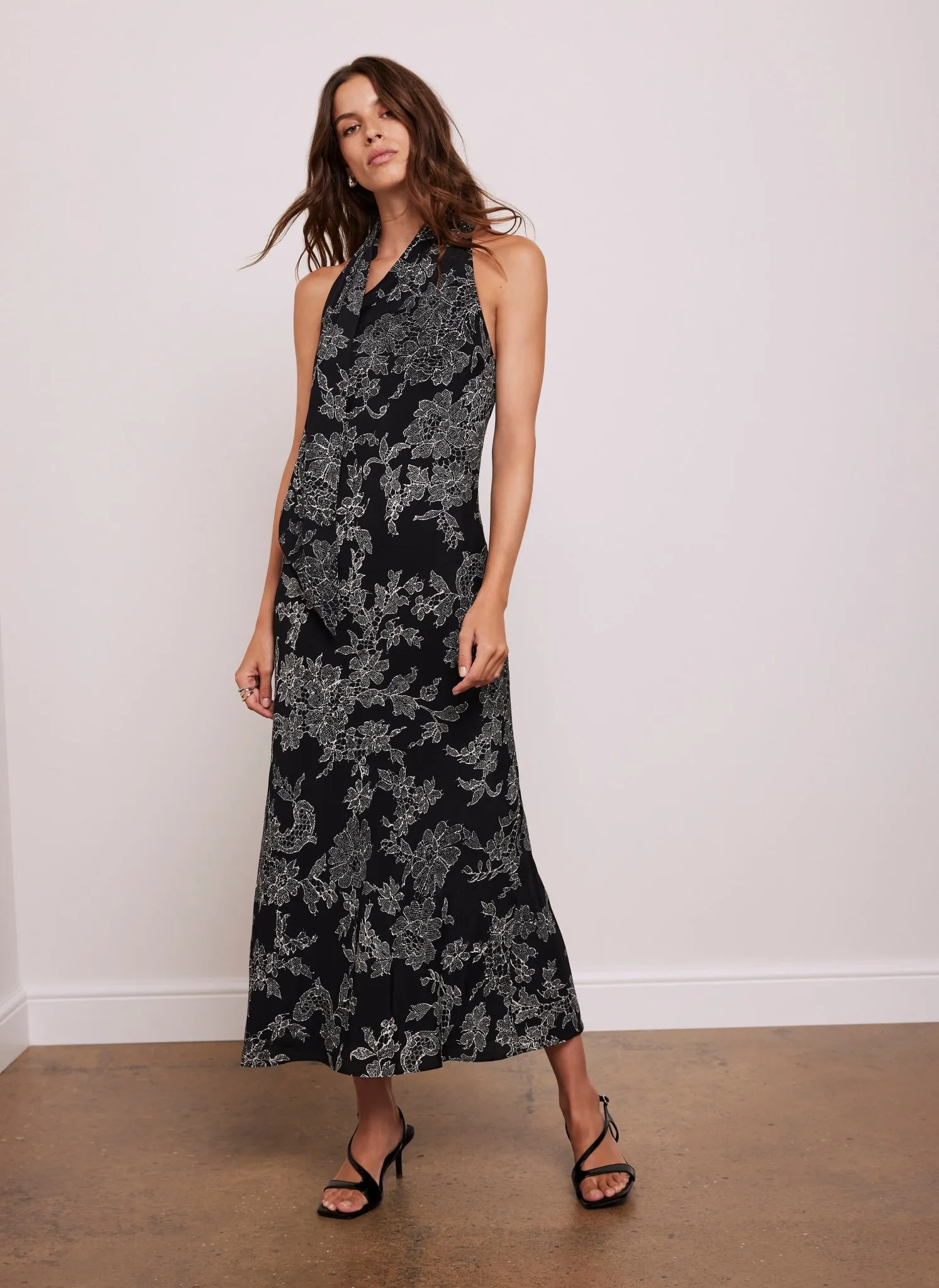 Black Floral Lace Print Maxi Dress sold by Mint Velvet product image thumbnail 2