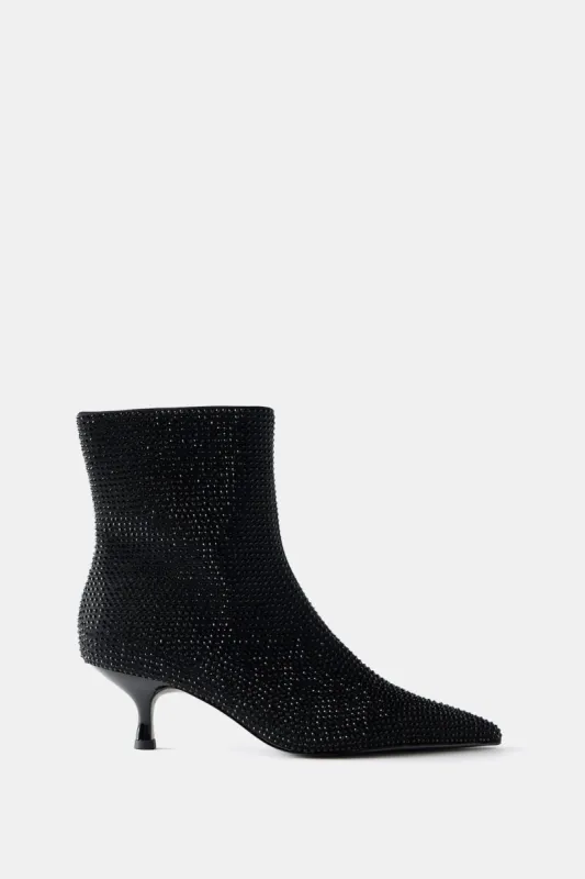Black Embellished Kitten Heel Ankle Boots sold by Mint Velvet