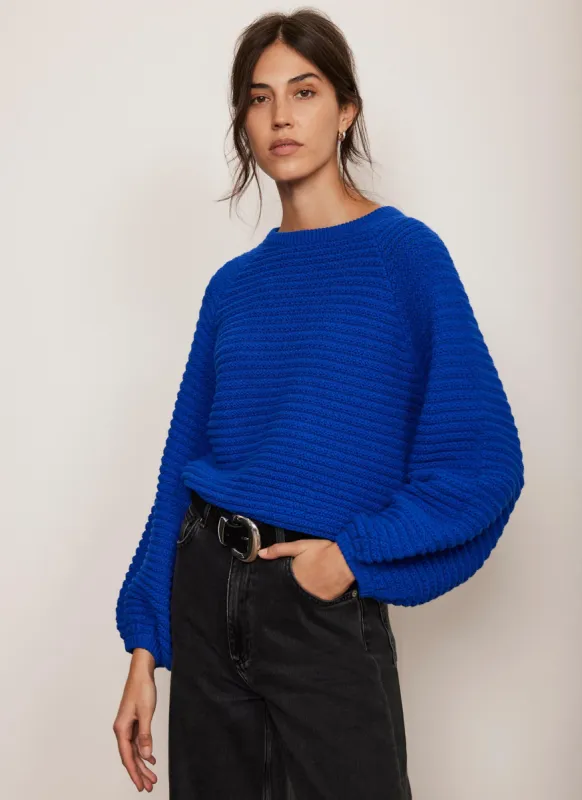 Blue Cotton Ribbed Jumper sold by Mint Velvet