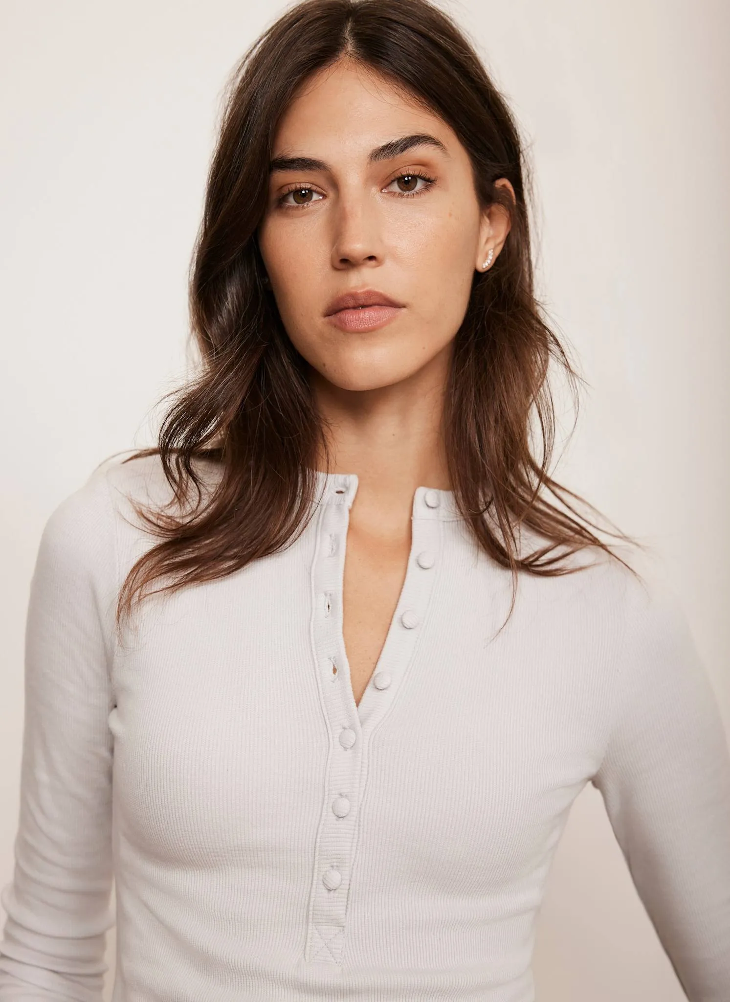 Grey Cotton Blend Henley Button Top sold by Mint Velvet product image thumbnail 3