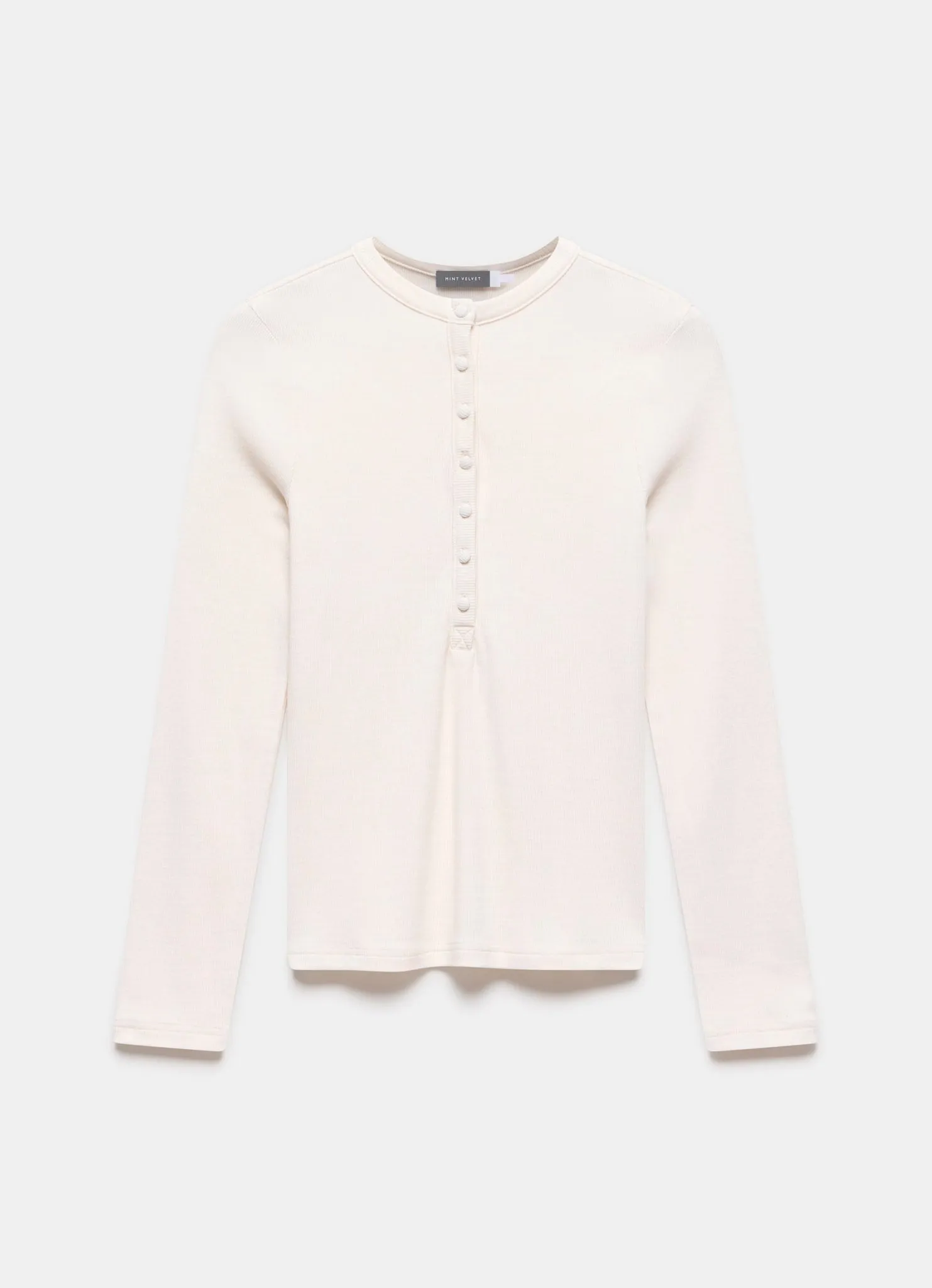 Cream Cotton Blend Henley Button Top sold by Mint Velvet product image thumbnail 5