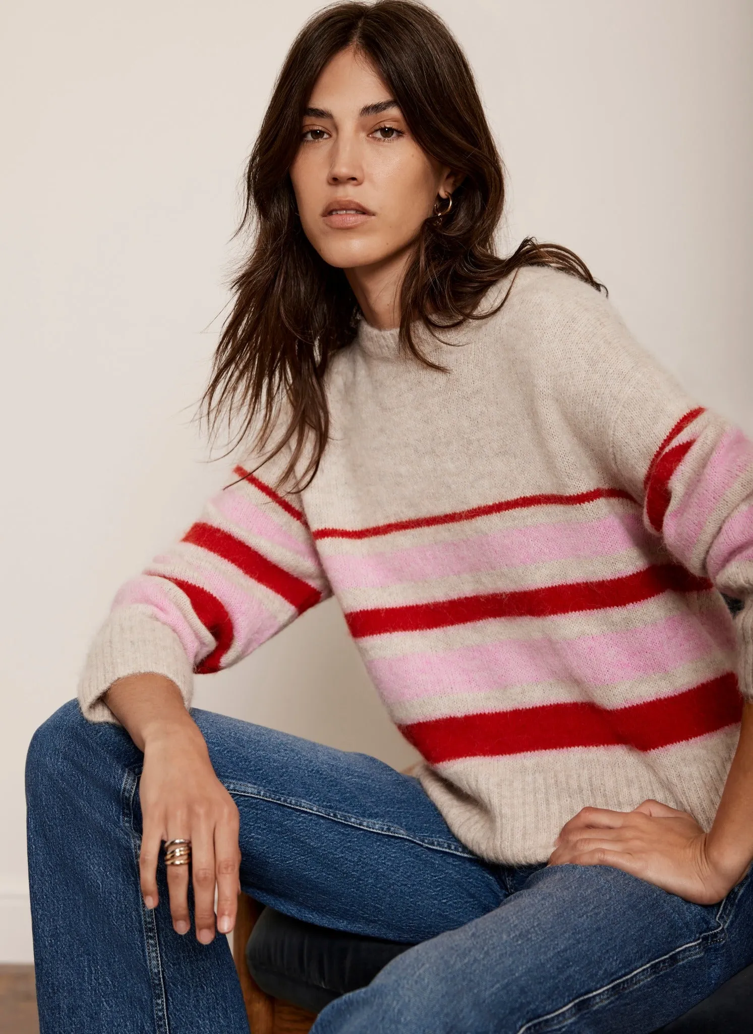 Neutral Contrast Striped Jumper sold by Mint Velvet product image thumbnail 3