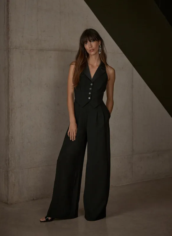 Black Tuxedo Wide Leg Jumpsuit sold by Mint Velvet