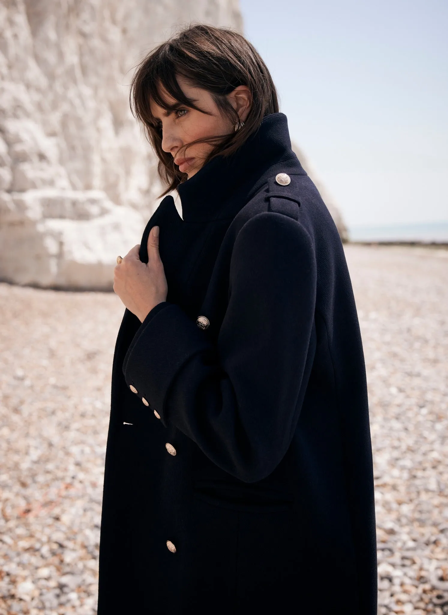 Navy Wool Blend Tailored Coat sold by Mint Velvet product image thumbnail 4