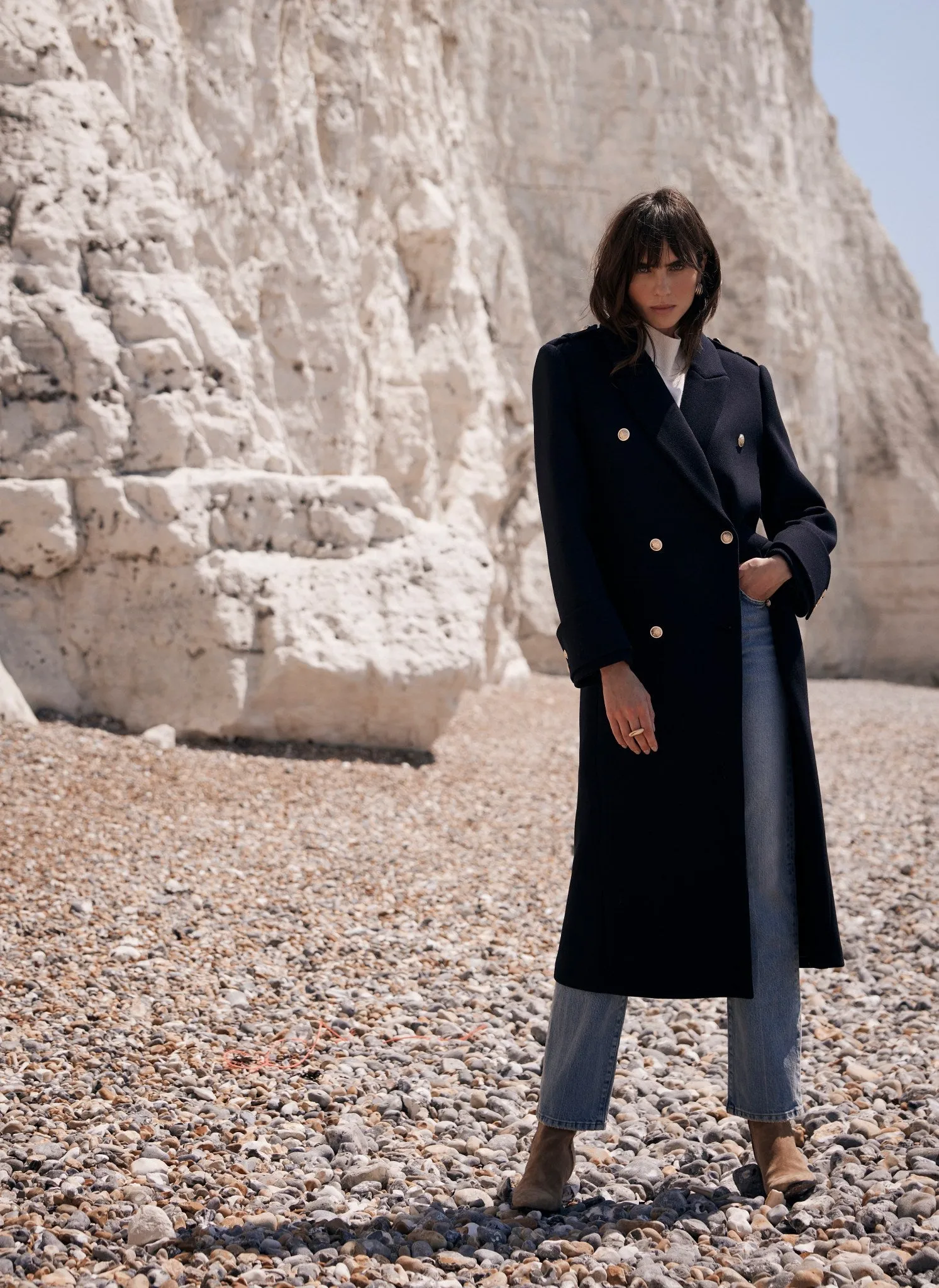 Navy Wool Blend Tailored Coat sold by Mint Velvet product image thumbnail 5