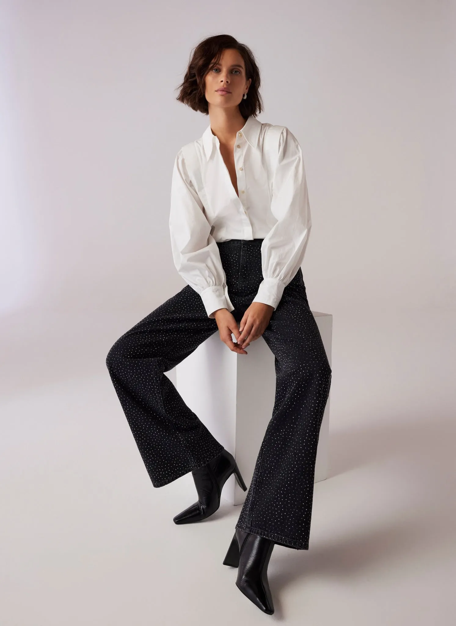 Washed Black Diamante Wide Jeans sold by Mint Velvet