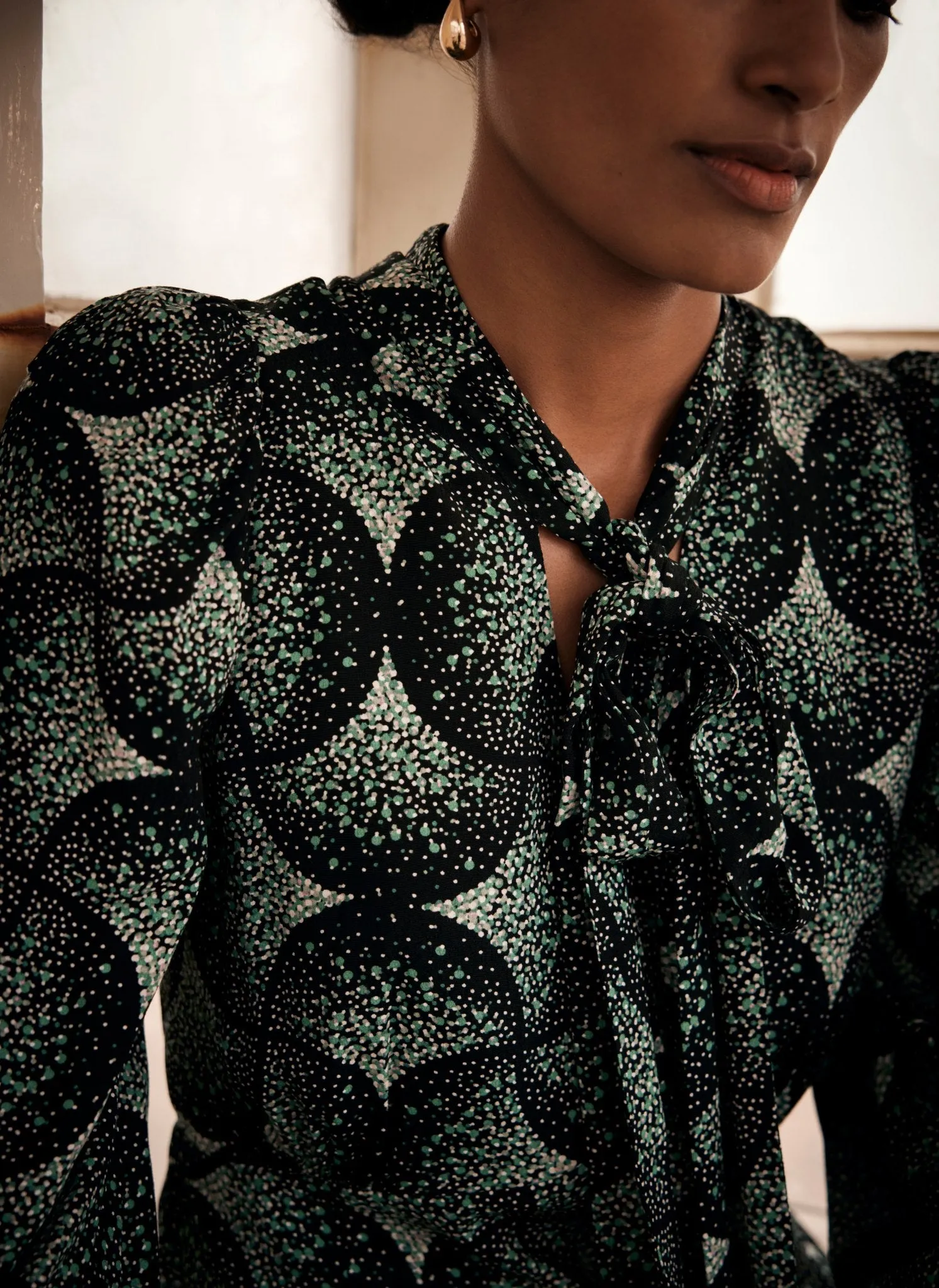 Green Geometric Print Mini Dress sold by Mint Velvet product image thumbnail 5