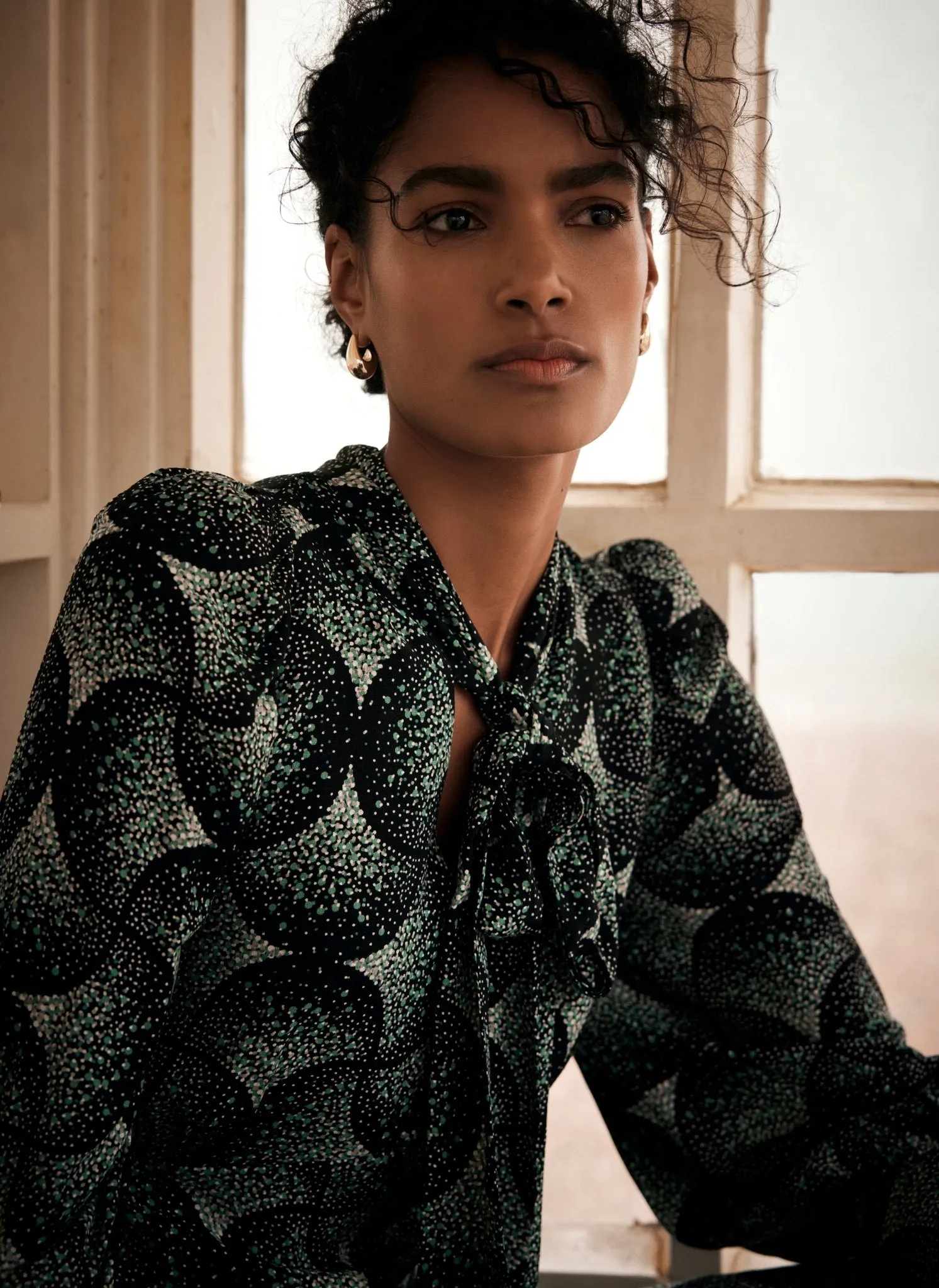 Green Geometric Print Mini Dress sold by Mint Velvet product image thumbnail 3