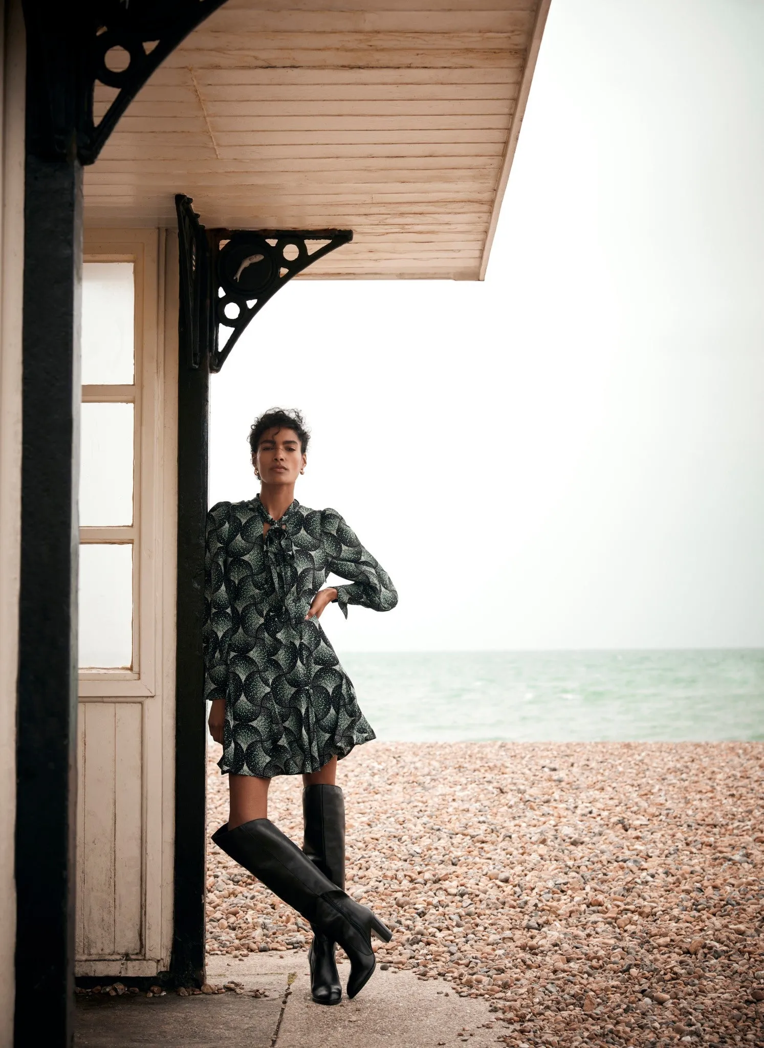 Green Geometric Print Mini Dress sold by Mint Velvet product image thumbnail 4