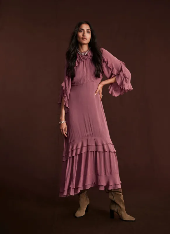 Pink Ruffle Boho Maxi Dress sold by Mint Velvet
