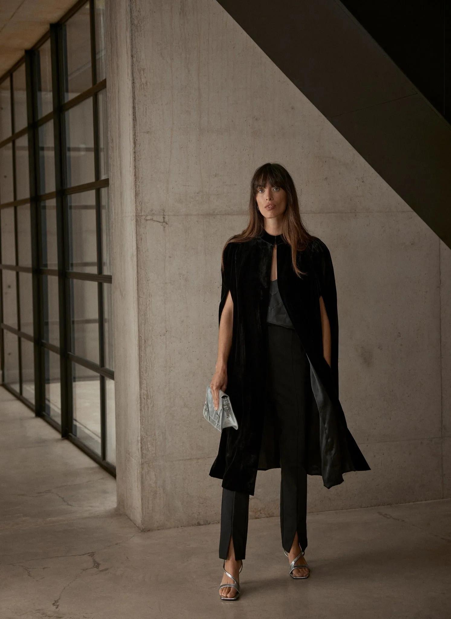 Black Velvet Longline Cape sold by Mint Velvet