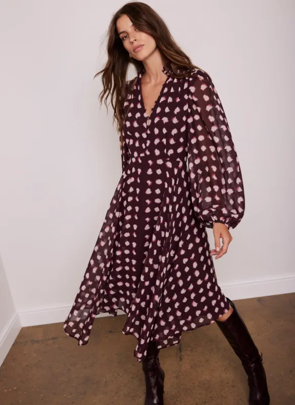 Burgundy Spot Print Midi Dress made by Mint Velvet
