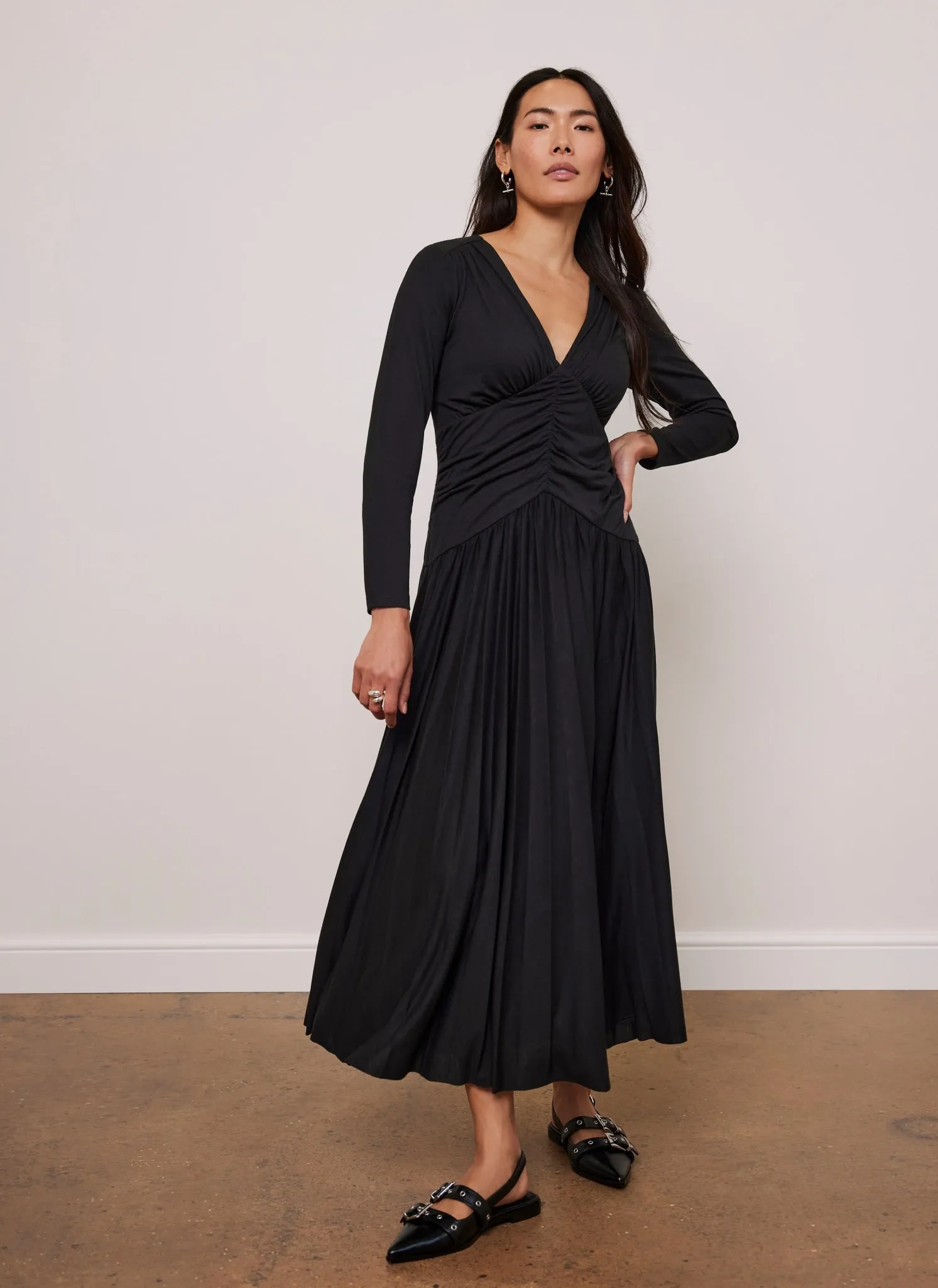 Black Draped Jersey Maxi Dress sold by Mint Velvet product image thumbnail 3