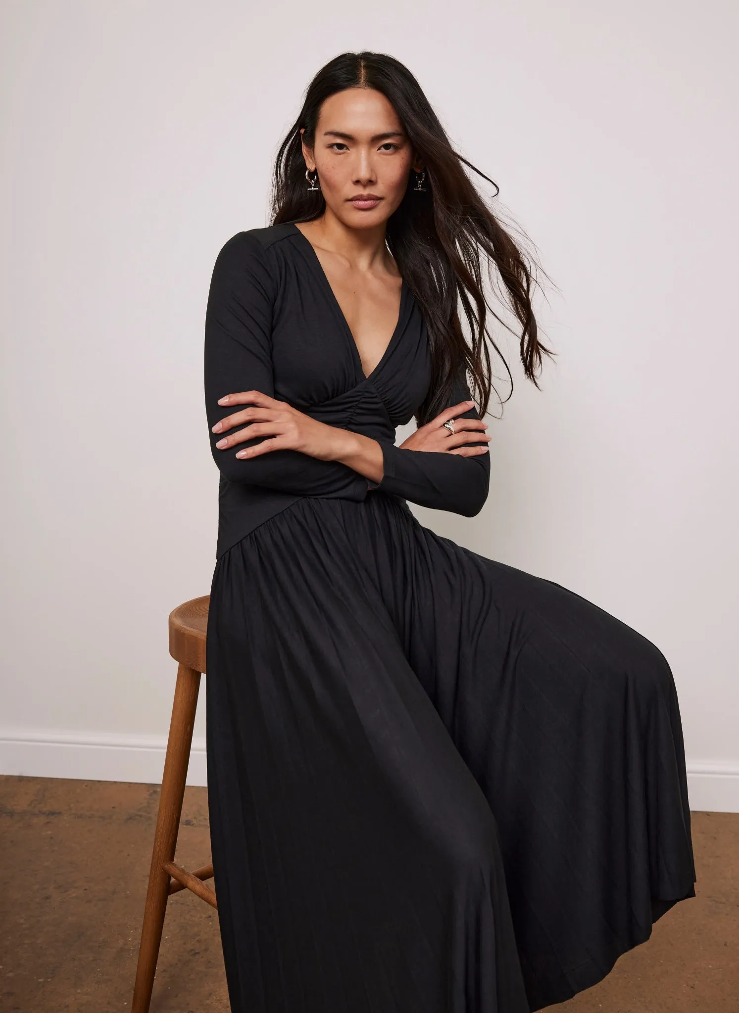 Black Draped Jersey Maxi Dress sold by Mint Velvet product image thumbnail 4