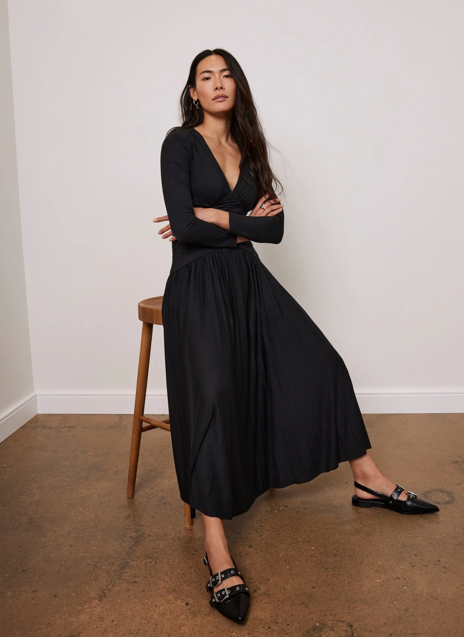 Black Draped Jersey Maxi Dress sold by Mint Velvet product image thumbnail 5