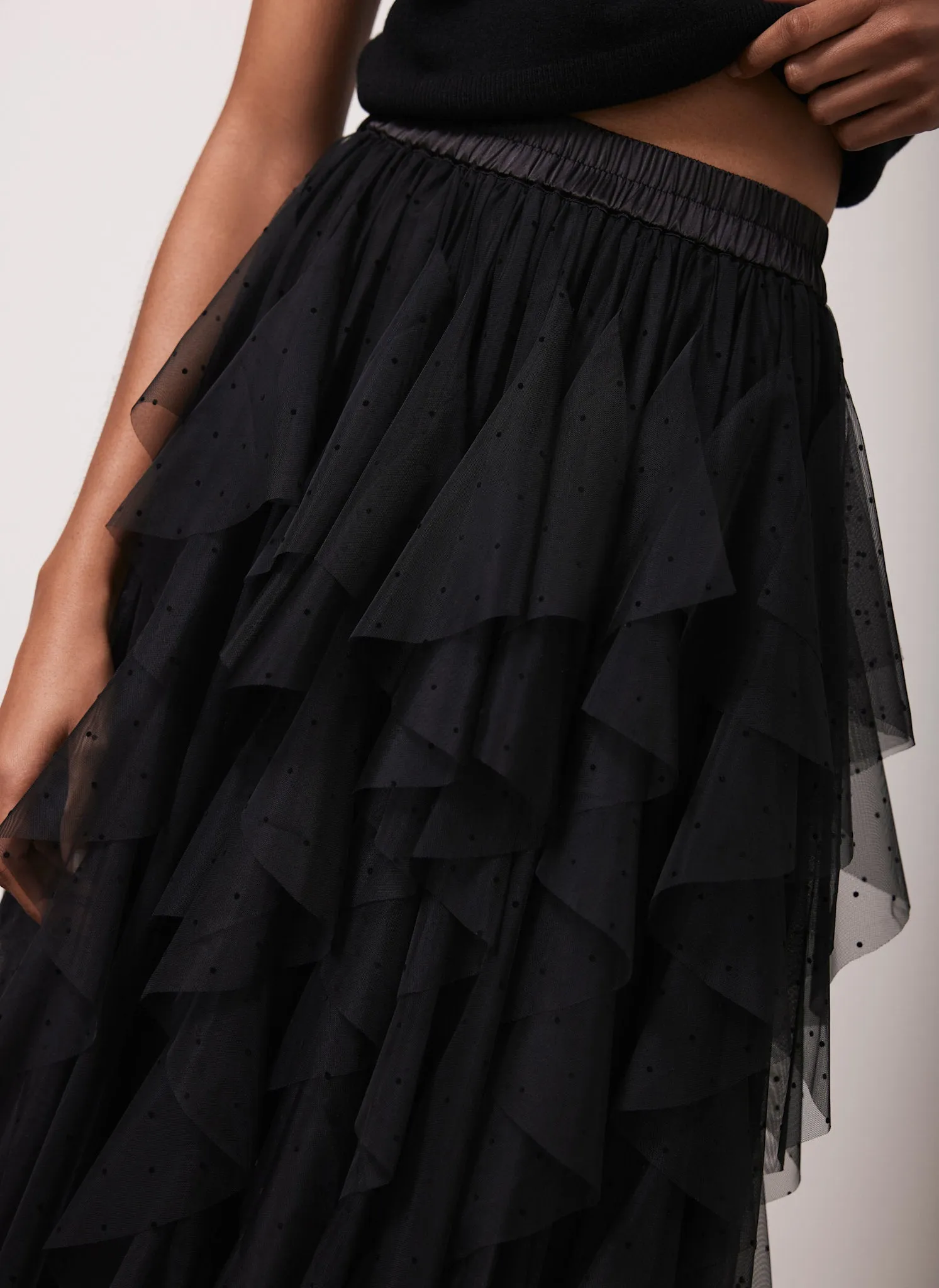Black Spot Tulle Maxi Skirt sold by Mint Velvet product image thumbnail 3