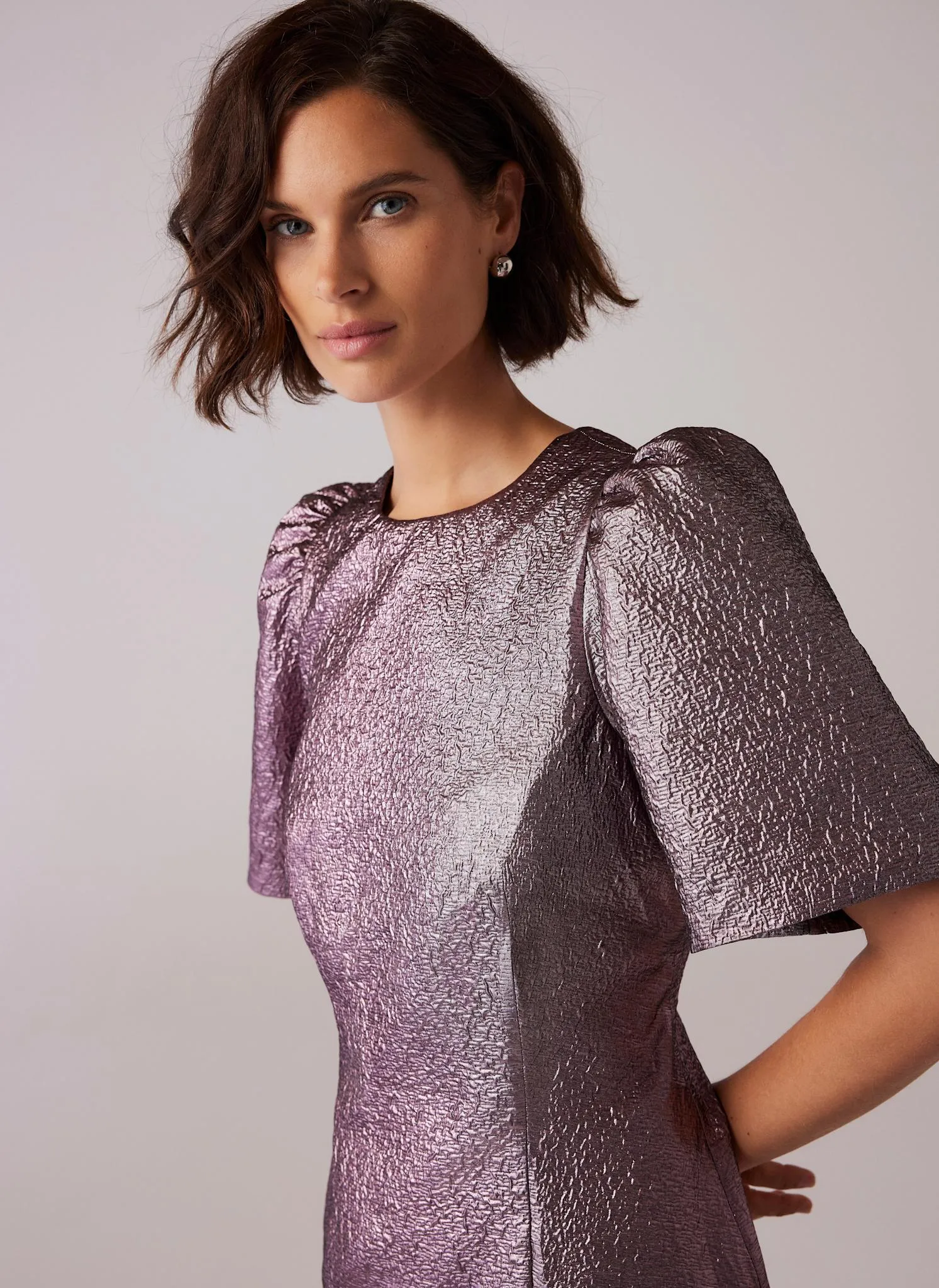 Pink Metallic Frill Mini Dress sold by Mint Velvet product image thumbnail 5