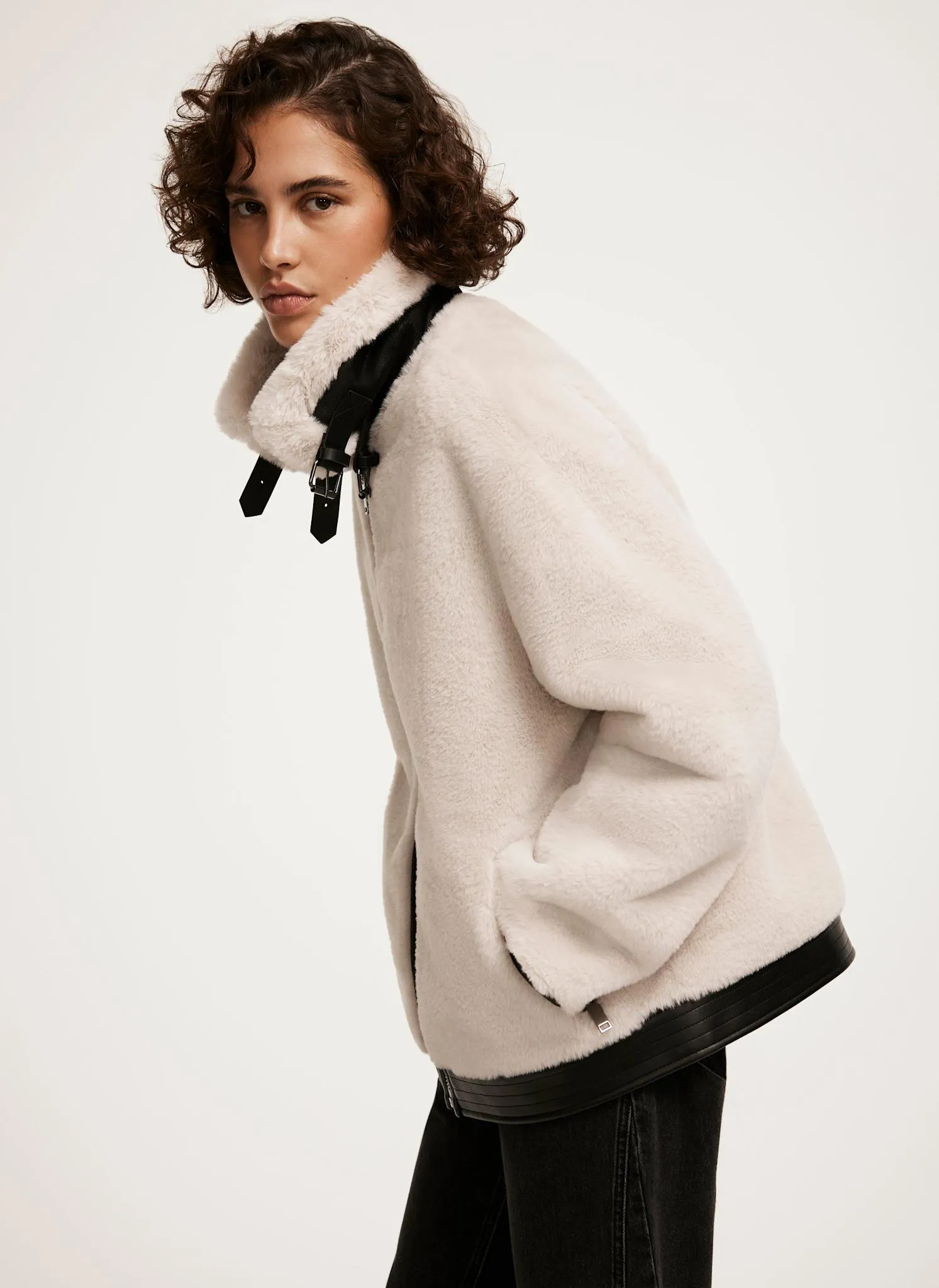 Cream Faux Fur Zip Jacket sold by Mint Velvet