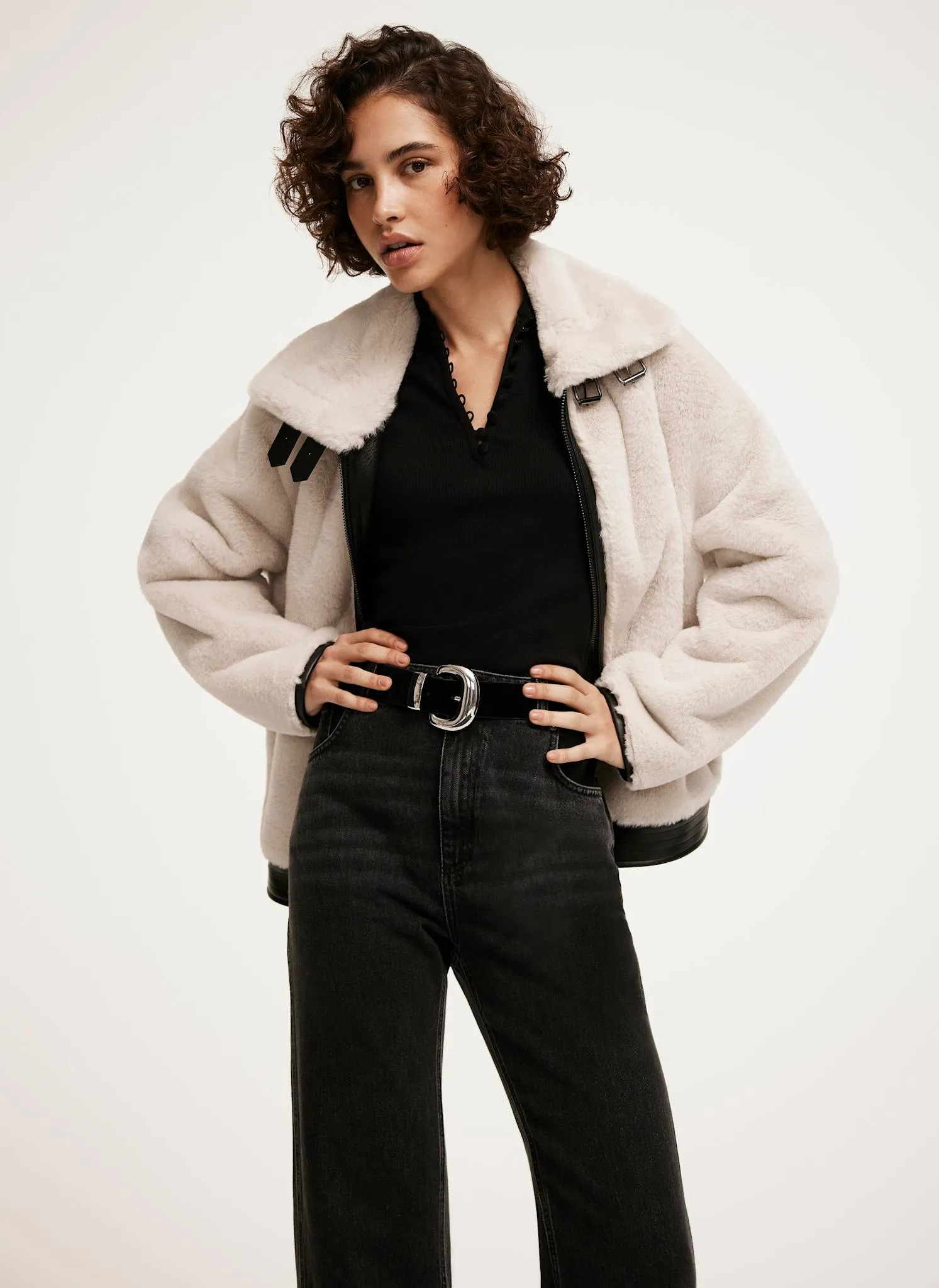 Cream Faux Fur Zip Jacket sold by Mint Velvet product image thumbnail 2