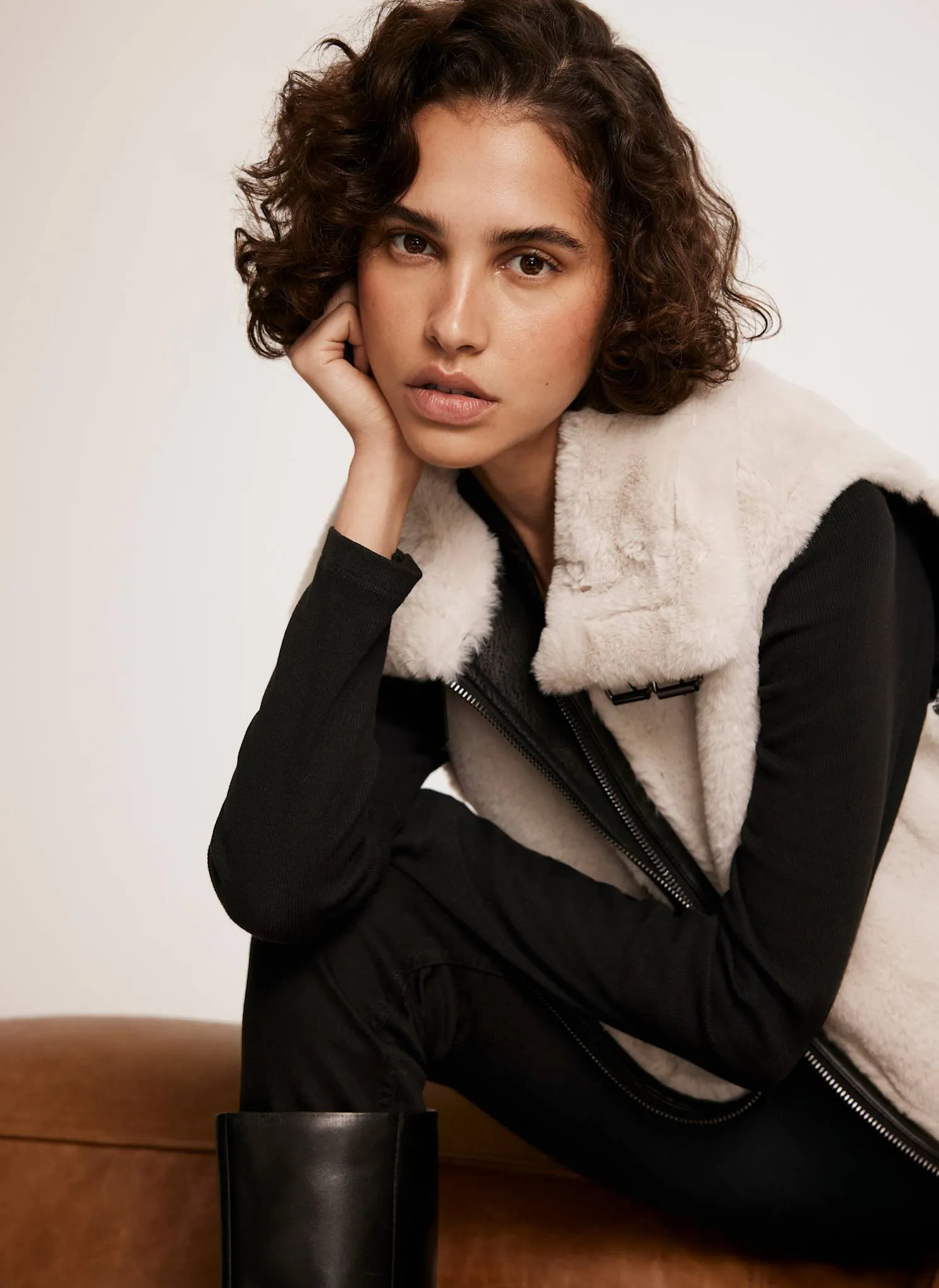 Cream Faux Fur Gilet sold by Mint Velvet product image thumbnail 3