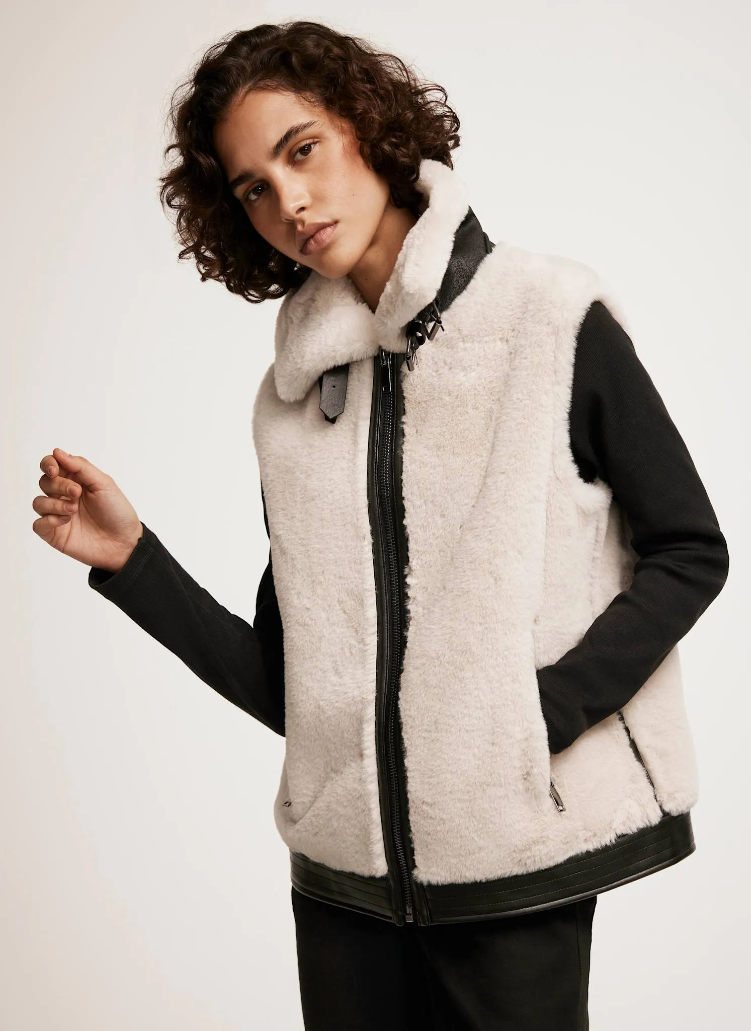 Cream Faux Fur Gilet sold by Mint Velvet product image thumbnail 2