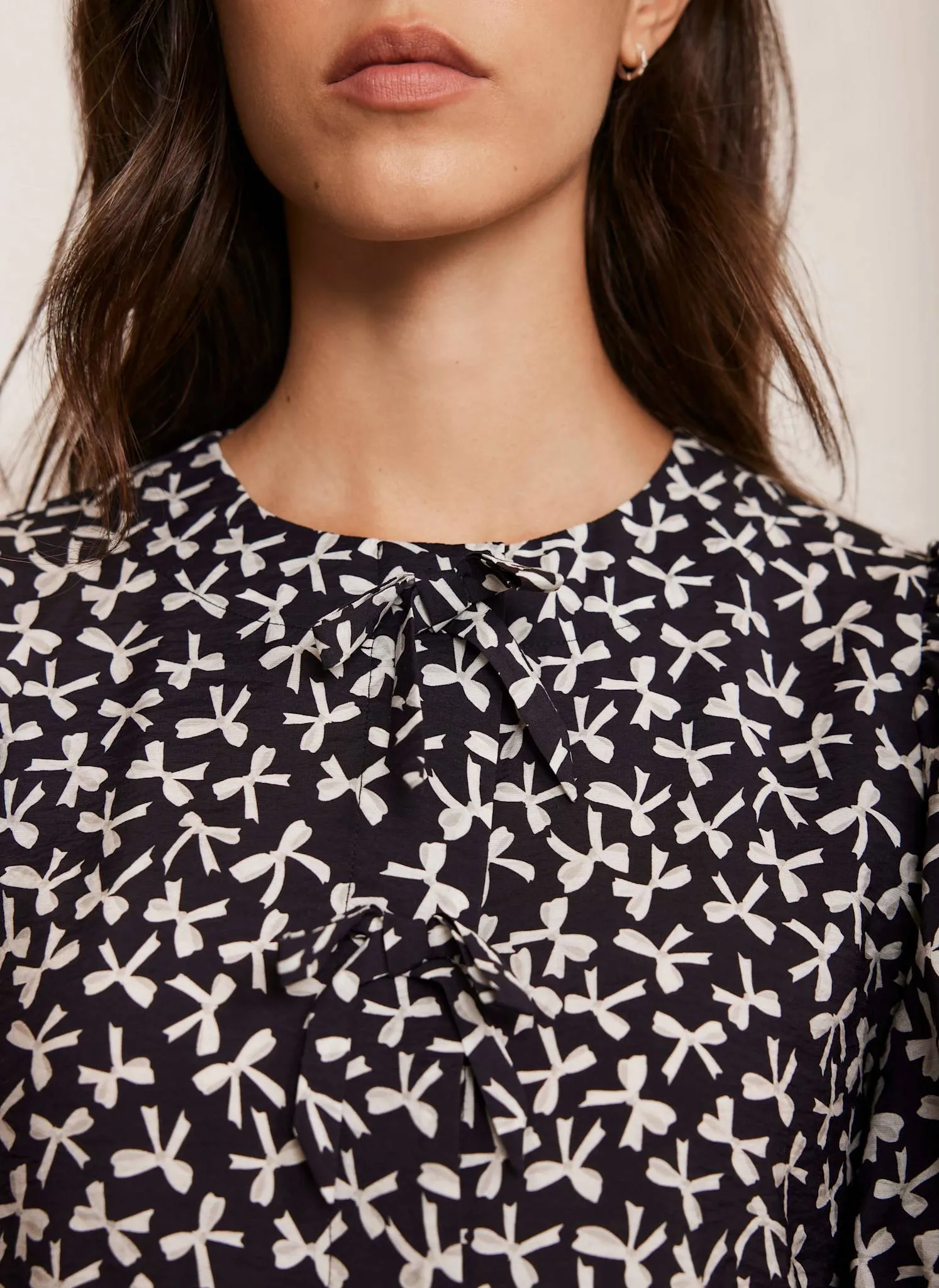 Black Bow Print Puff Sleeve Top sold by Mint Velvet product image thumbnail 4