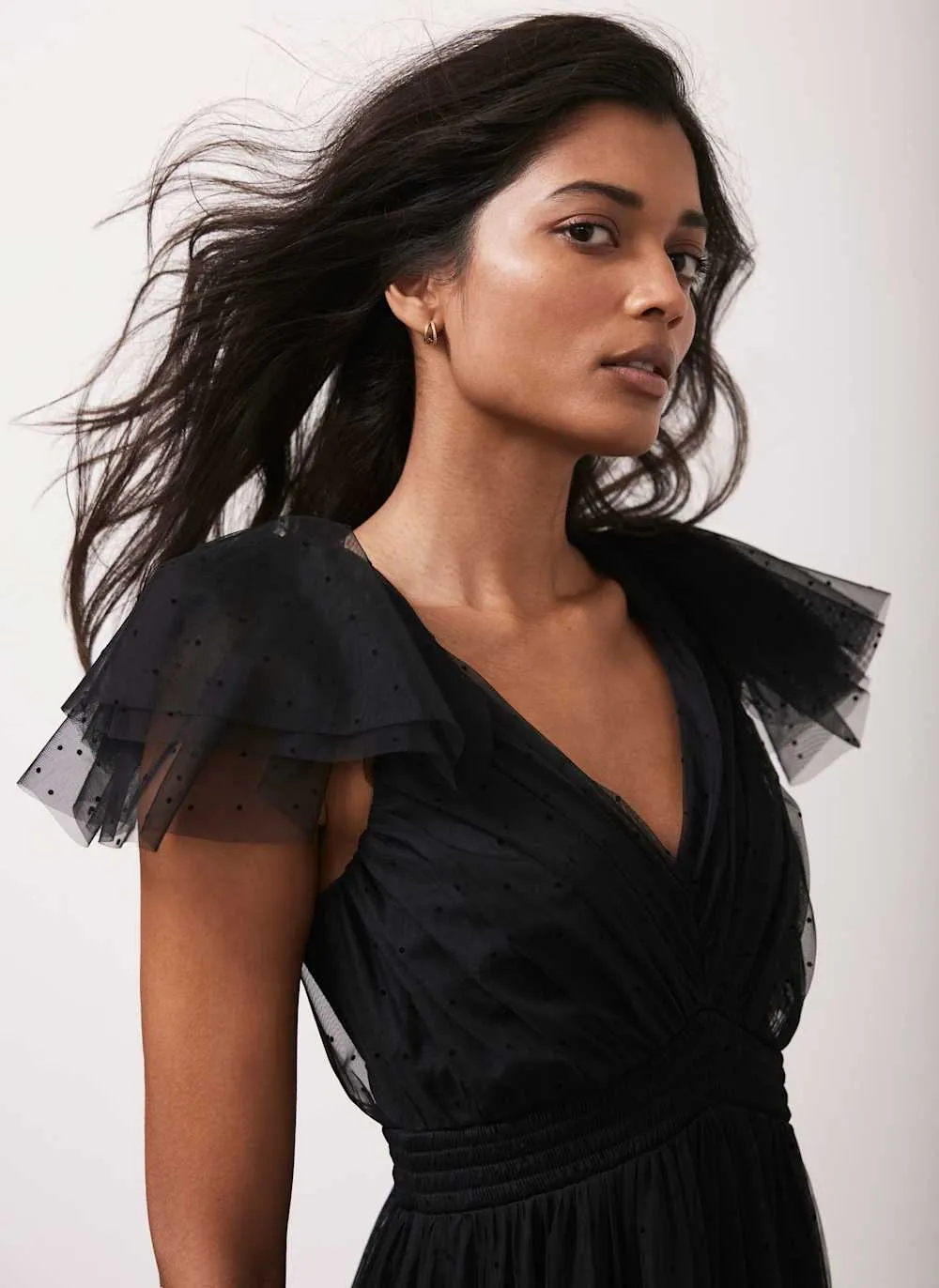 Black Spot Tulle Ruffle Maxi Dress sold by Mint Velvet product image thumbnail 5