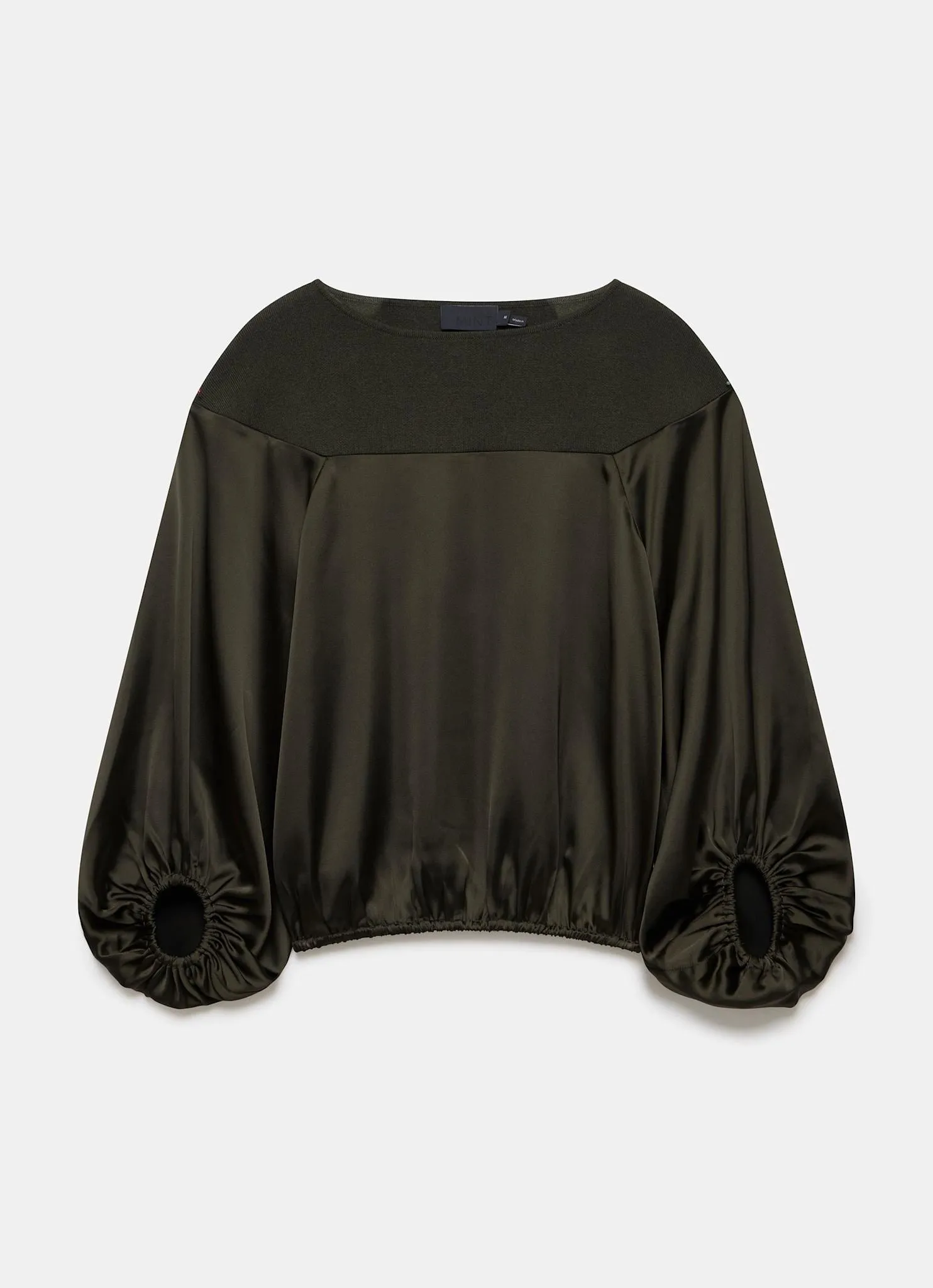 Khaki Wool Blend Satin Mix Knit Top sold by Mint Velvet product image thumbnail 5