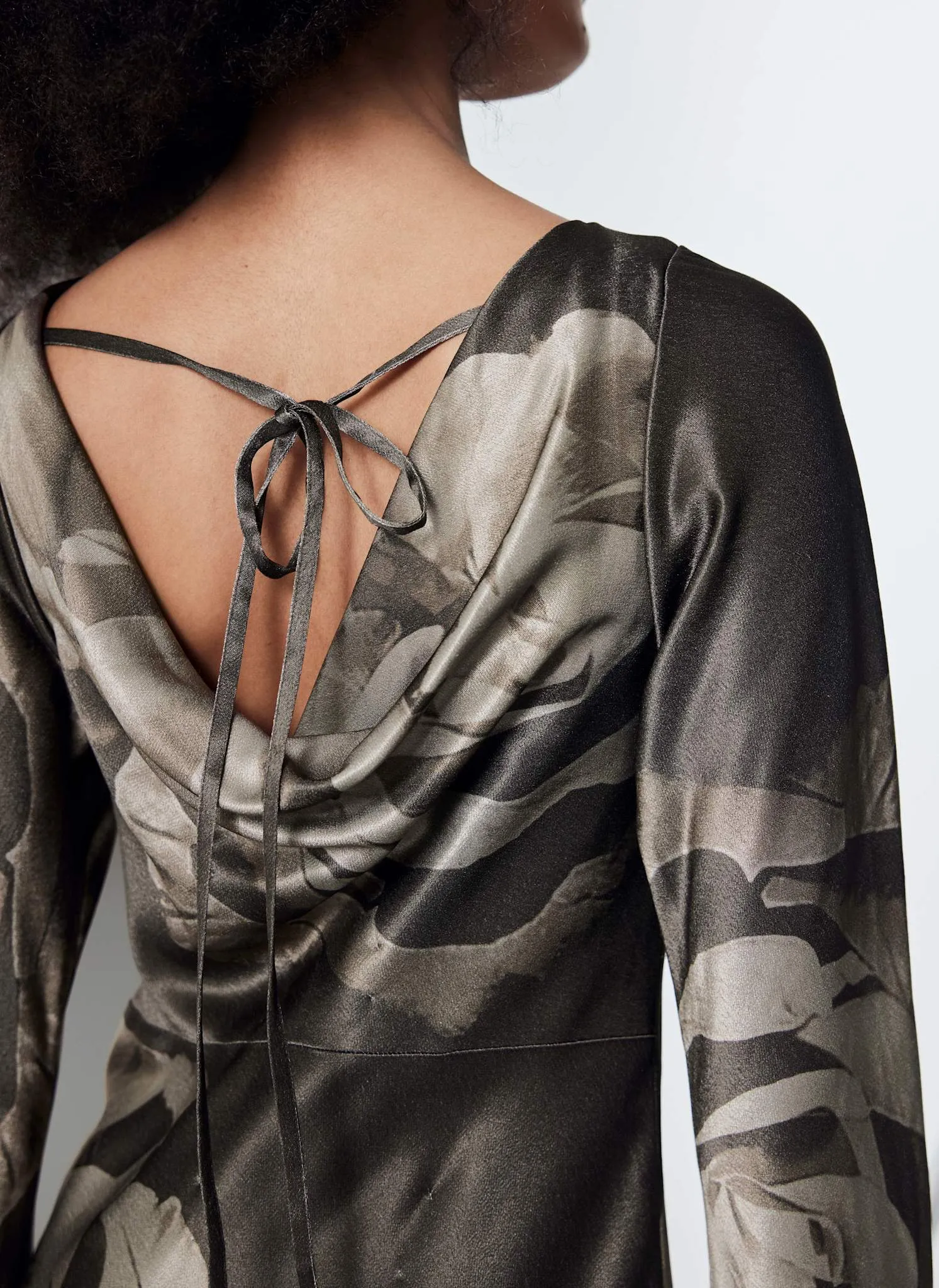 Grey Floral Print Satin Maxi Dress sold by Mint Velvet product image thumbnail 5