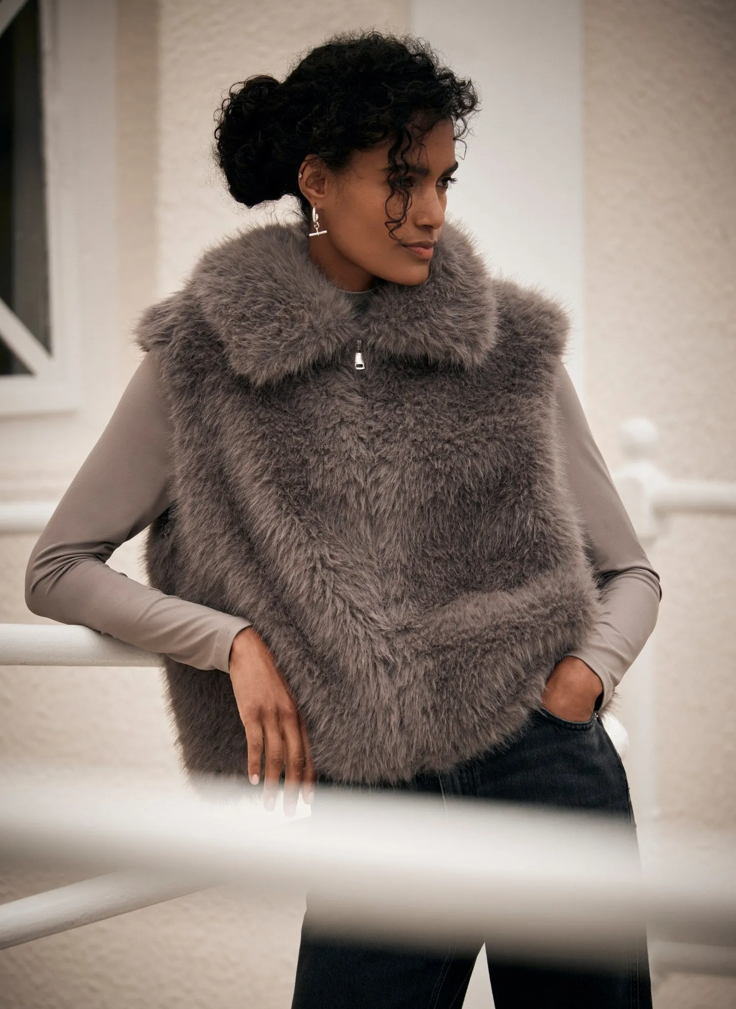 Grey Faux Fur Gilet sold by Mint Velvet product image thumbnail 2