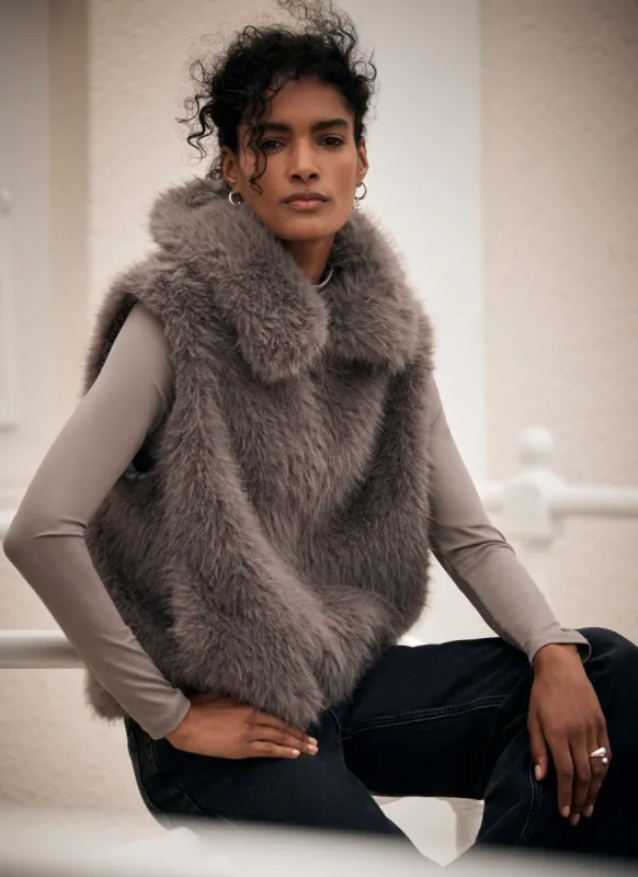 Grey Faux Fur Gilet sold by Mint Velvet