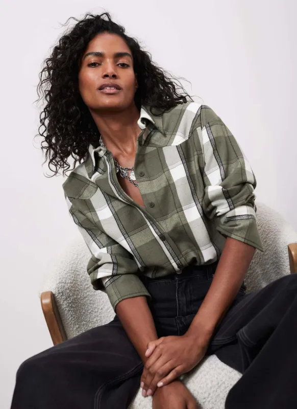 Khaki Western Checked Shirt sold by Mint Velvet
