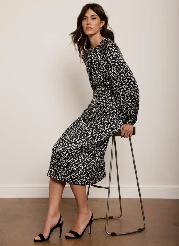 Black Bow Print Midi Dress sold by Mint Velvet