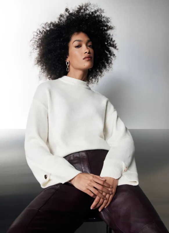 Cream Wool Blend Button Jumper sold by Mint Velvet