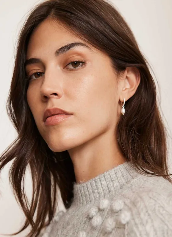 Silver Plated Pearl Hoop Earrings sold by Mint Velvet