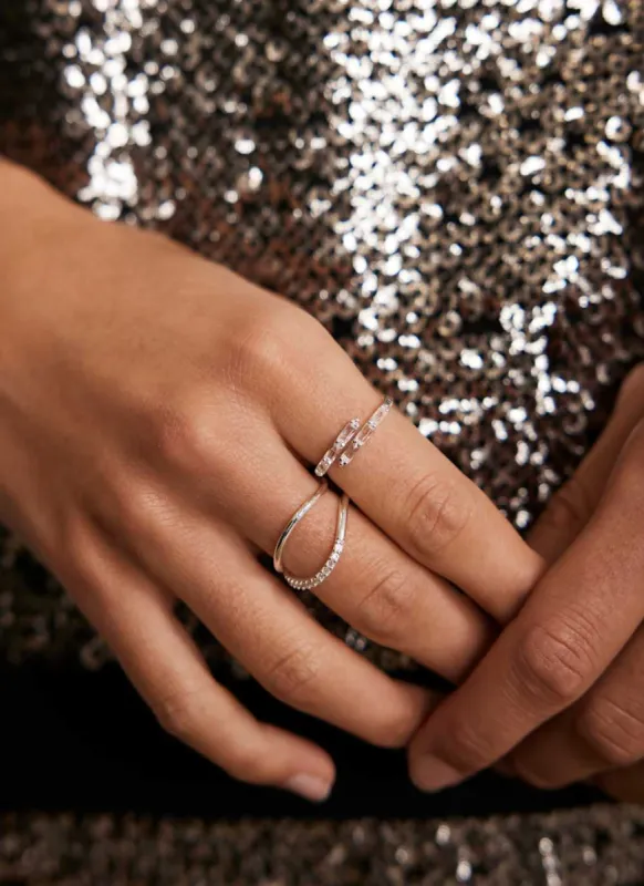 Silver Plated Crystal Wrap Ring sold by Mint Velvet