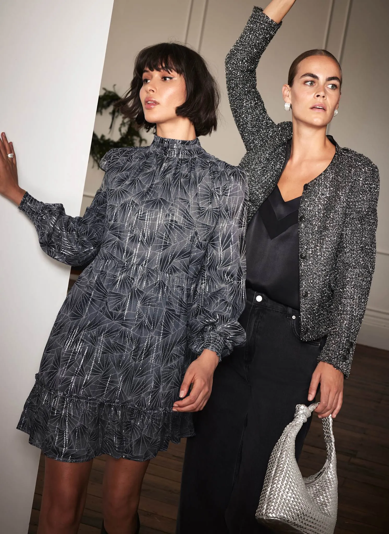 Blue Geometric Print Metallic Mini Dress sold by Mint Velvet product image thumbnail 2